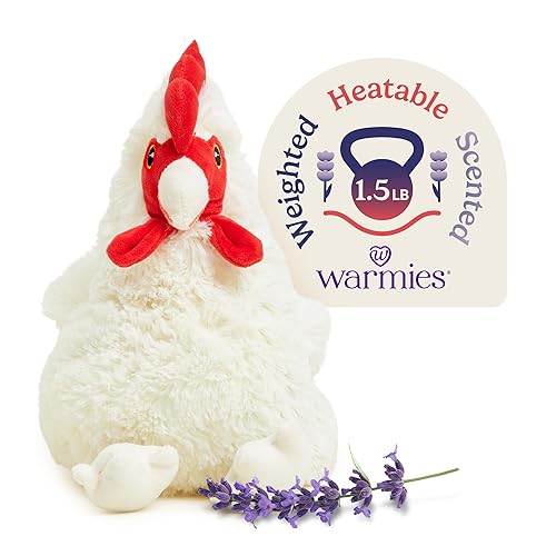 warmies Microwavable & Weighted Stuffed Animals, Chicken - Heated Stuffed Animal Plushie for Warmth & Comfort - Cute Soft Plush Toys for Adults & Children (Boys, Girls, Babies & Toddlers)