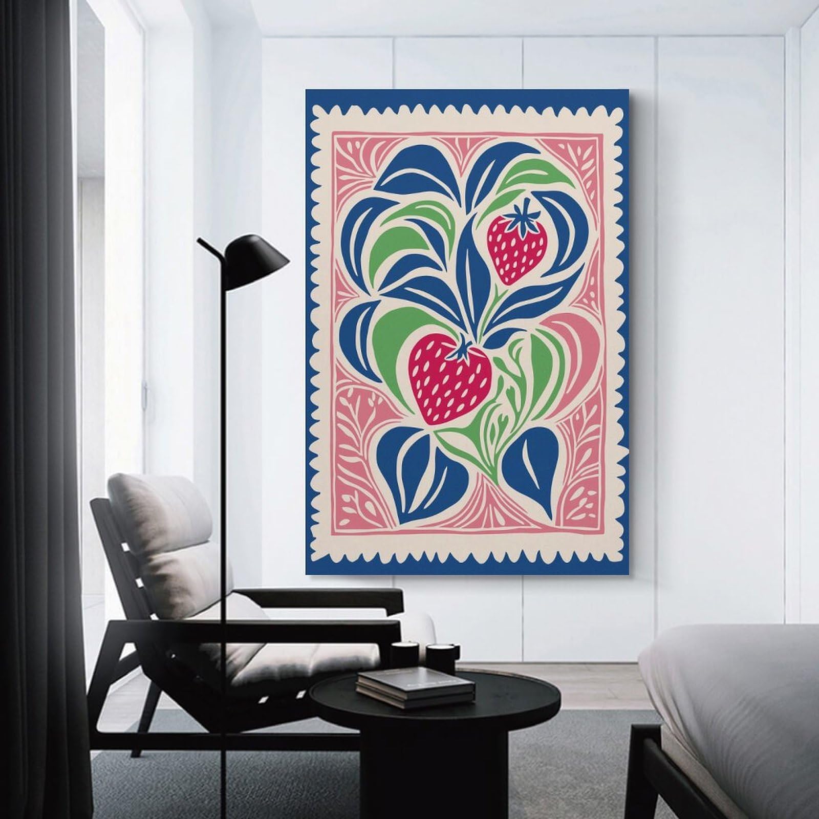 Junmoney Retro Strawberry Art Canvas Wall Picture, 16x24inch(40x60cm), for Sofa Walls, Lounge Or Home Corners, Modern Wall Decor for Cosy Interiors