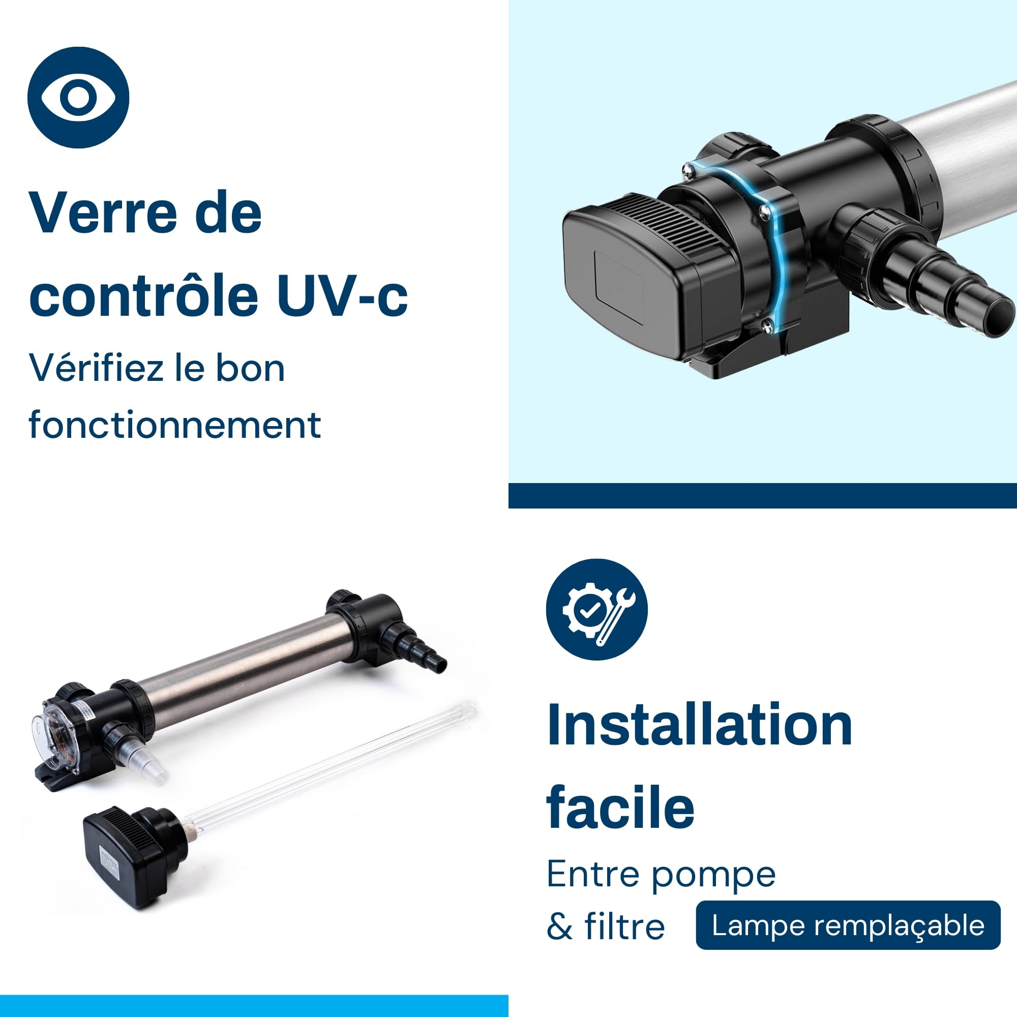 BluClear 18W UV-c Stérilisateur de Bassin, Clarificateur Lampe Anti-algues Robuste