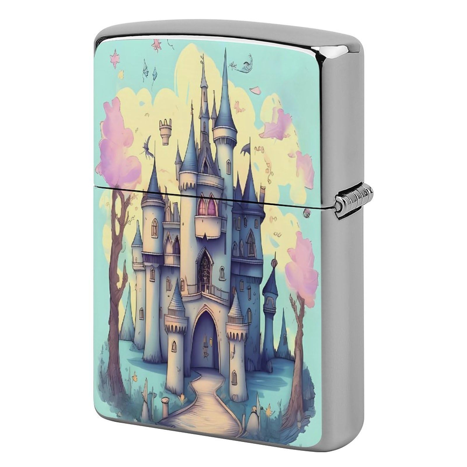 Fodpand Style Fairytale Castle Metal Lighter Case Cover Lighter Sleeve