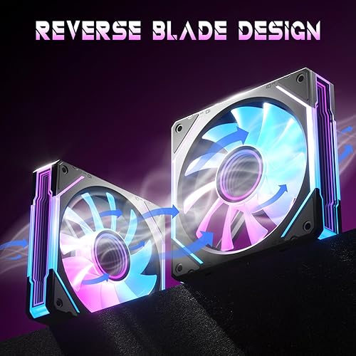 Miniatura 4 de Cadena de margaritas ventilador de caja de 4.724 in, ventilador de marcha atrás con conector de 5 V y 3 pines, ventiladores PWM de PC RGB para casos