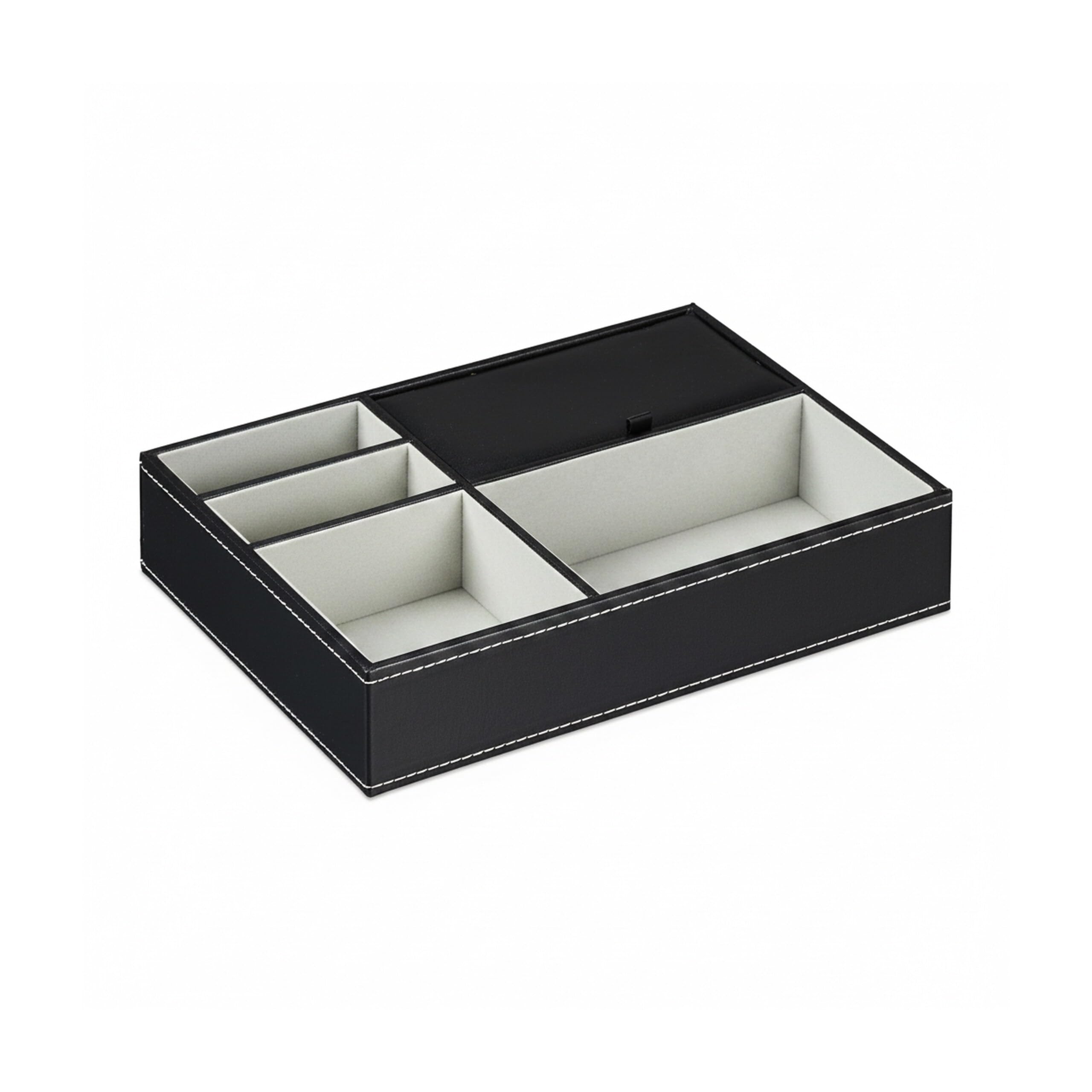 Relaxdays Taca na biżuterię, 5 przegródek, nowoczesne przechowywanie biżuterii, wys. x gł.: 5 x 25,5 x 18,5 cm, wkład do szuflady na biżuterię, czarny