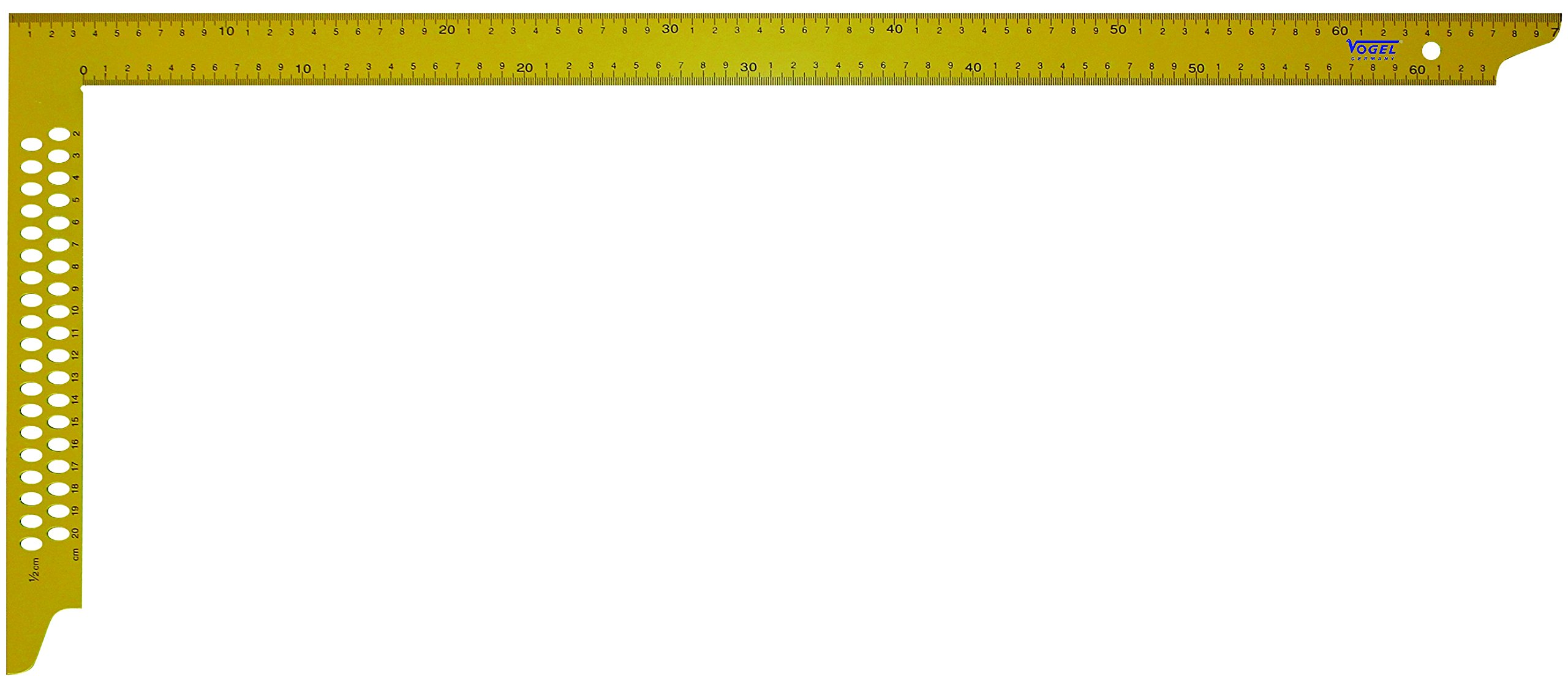 Squadra da carpentiere gialla, con fori di fissaggio, 1000 mm x 380 mm