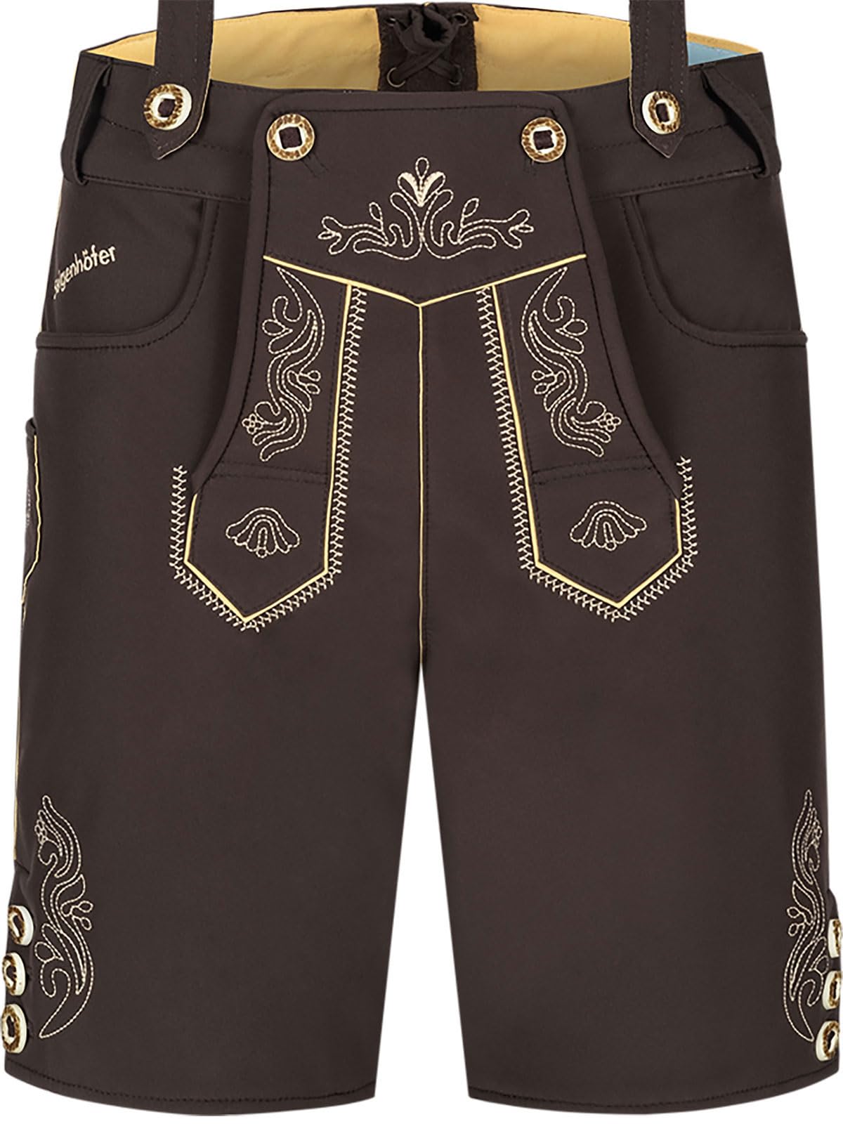 Steigenhöfer Manufaktur Kurze Trachten Softshell Hose mit Träger im Lederhosen Look - Lukas - Lederhose Herren Tracht - Wasser- und windabweisend mit Trägern für Oktoberfest