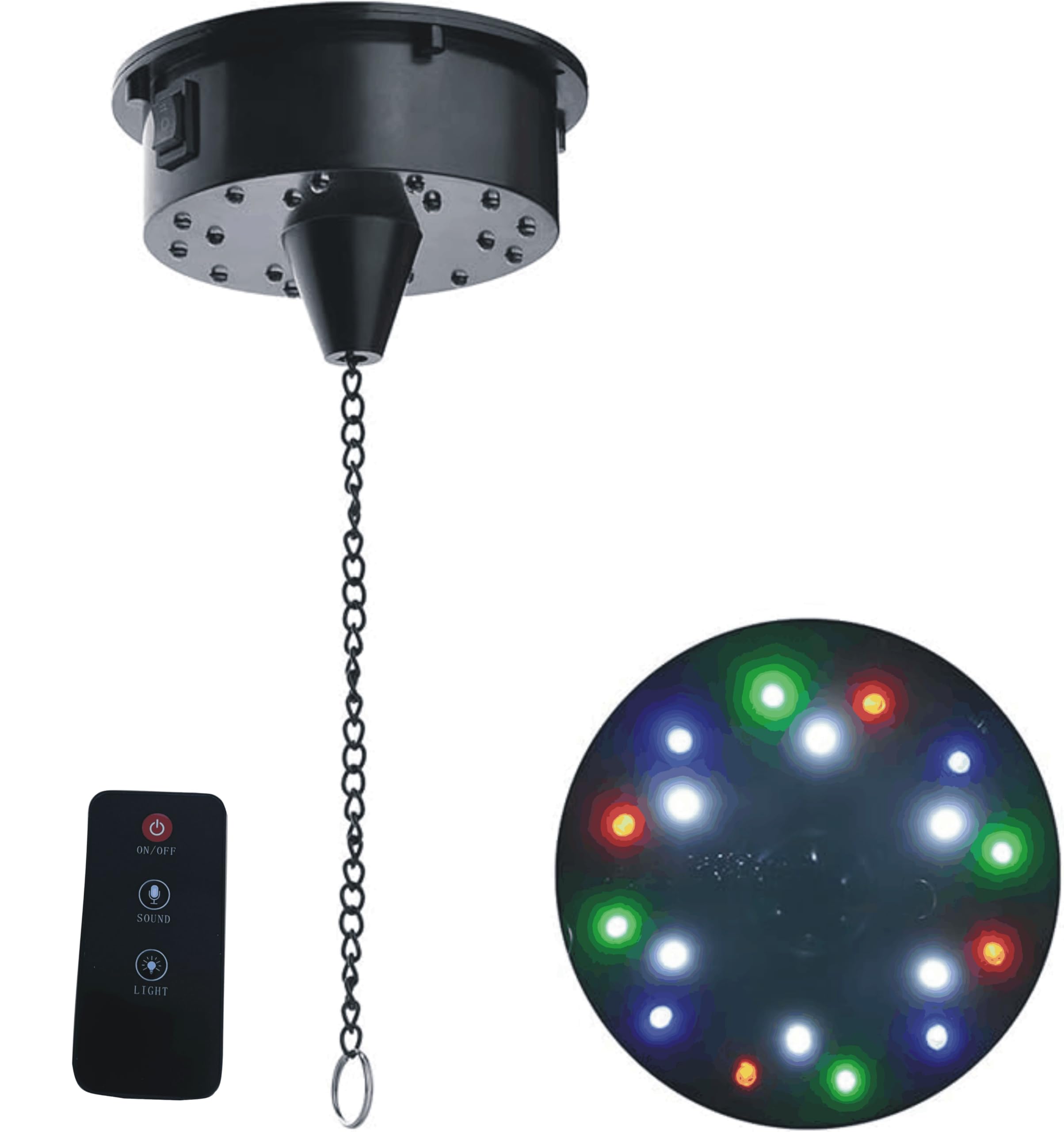 Rotating Disco Ball Motor with Light, 6RPM Spinner Light 18LEDs for 6 8 12 16 '' Large Mirror Motor(Ball Not Included),Wedding Christmas Party Decor