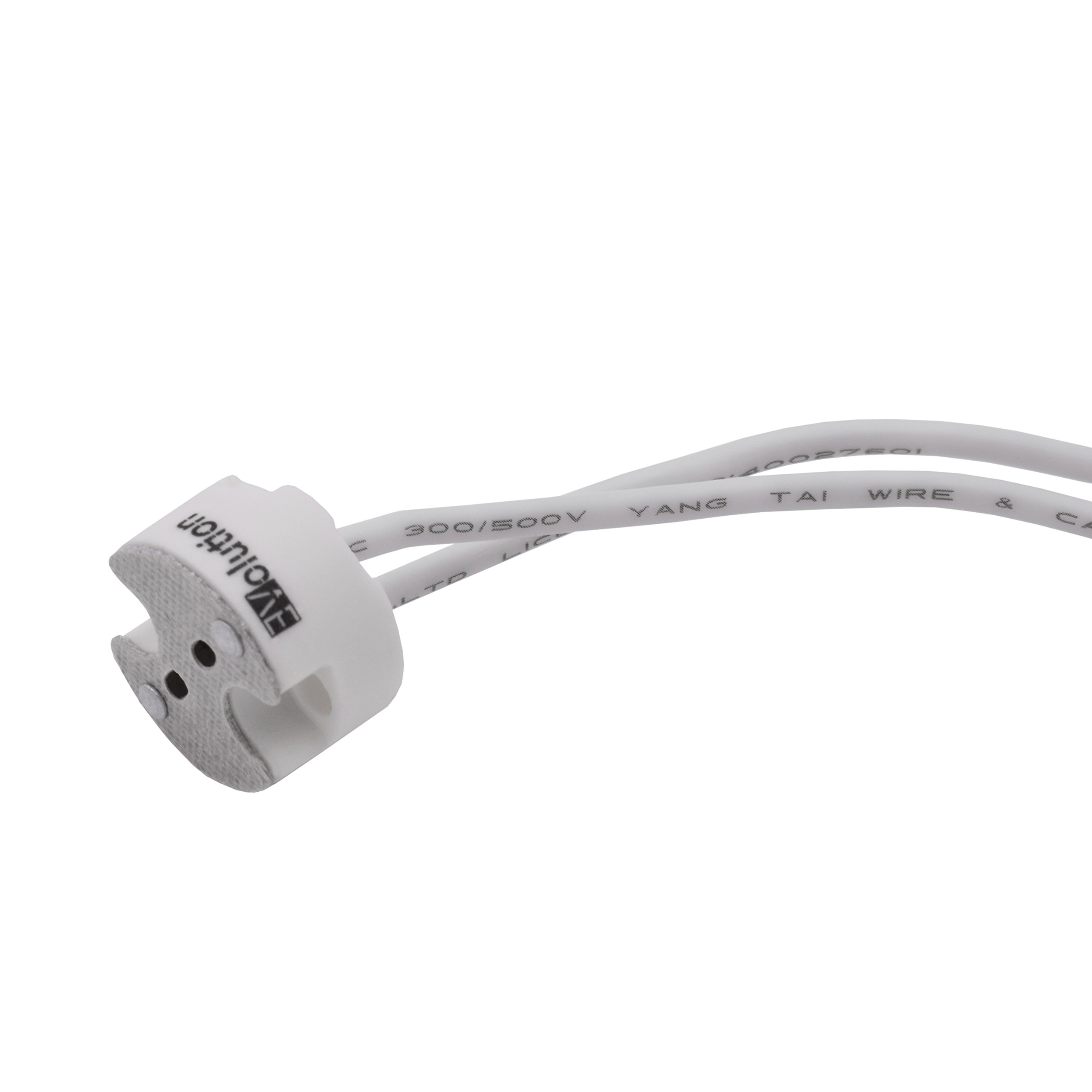 Evolution MR16 Zoccolo per lampada GU5.3 Base LED | Base in ceramica con cavo protetto in silicone da 0,75 mm² per lampadine LED e alogene | Max 100W 12V | Set da 10