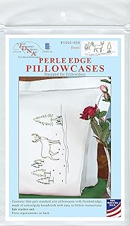 Jack Dempsey Perle Edge PILLWCASE Pillowcase Deer, White