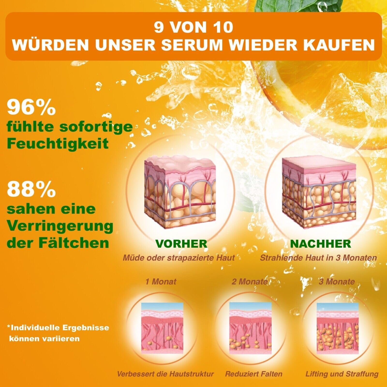 siero viso anti-invecchiamento con vitamina C ed E | acido ialuronico | anti-invecchiamento | combattimento delle rughe, vegano | 3 x 120 ml