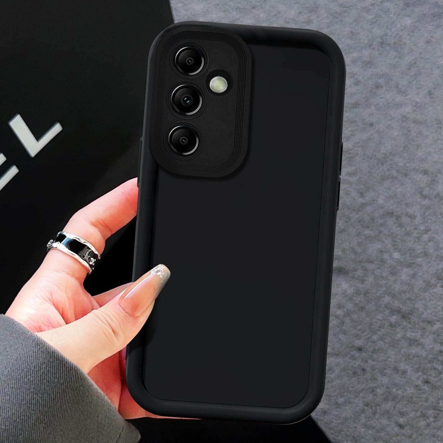 KC Back Cover for Samsung Galaxy M55 5G & Samsung Galaxy F55 5G - Shockproof Soft Bumper Silicone Case with New Camera Protection (Black)