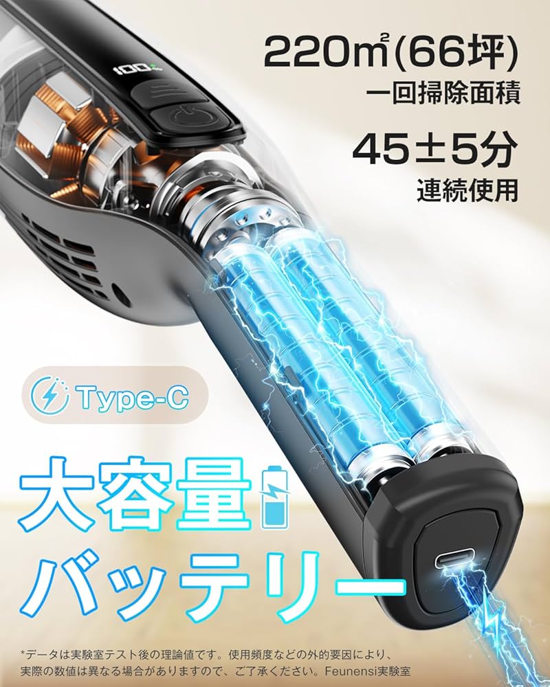 Amazon | 掃除機 コードレス 【2025新登場】55KPa超強力吸引&自立式