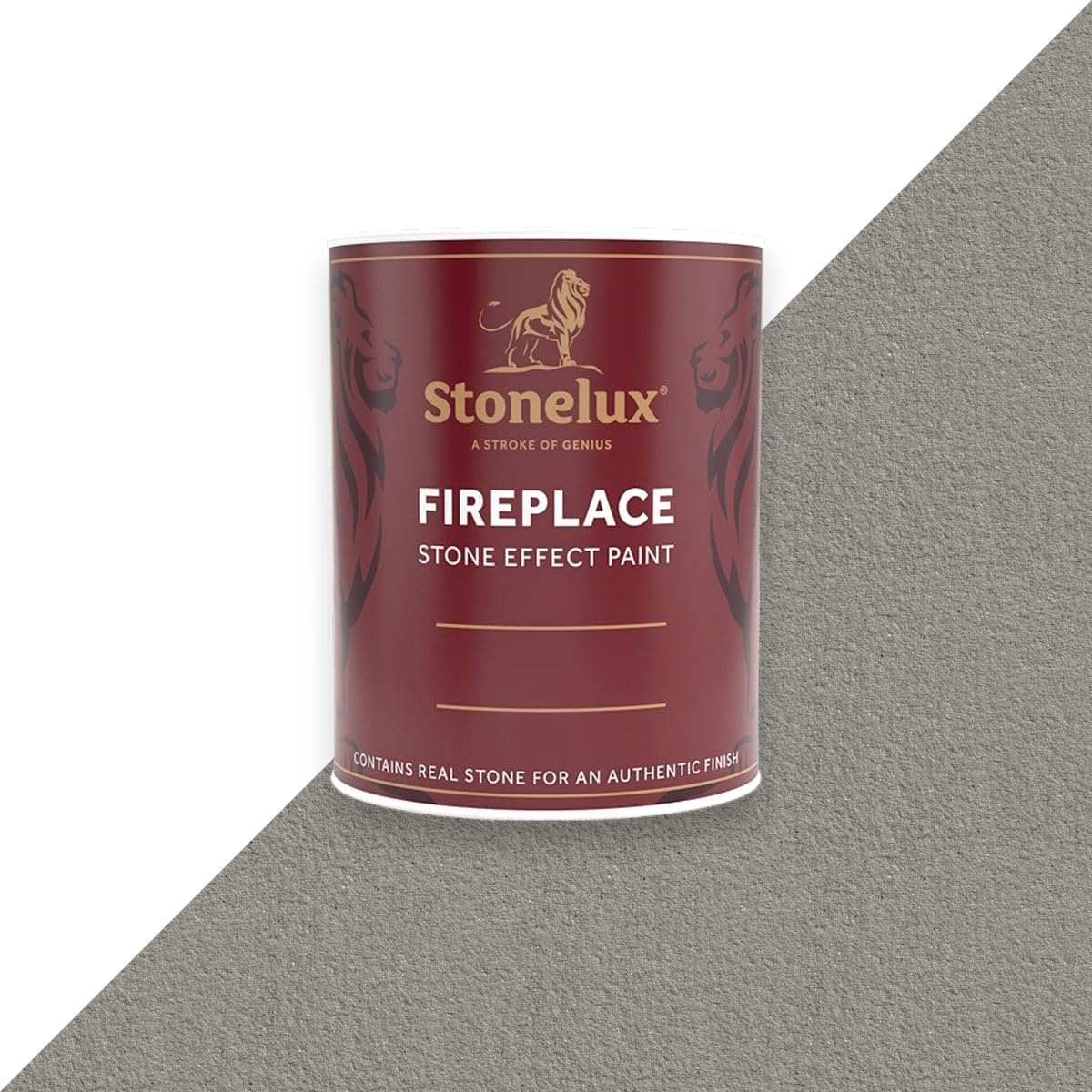 StoneLux® Fireplace Paint – Stone Effect Heat Resistant Paint for Fire Surrounds, Hearths and Inglenooks GREY 50 1 Litre