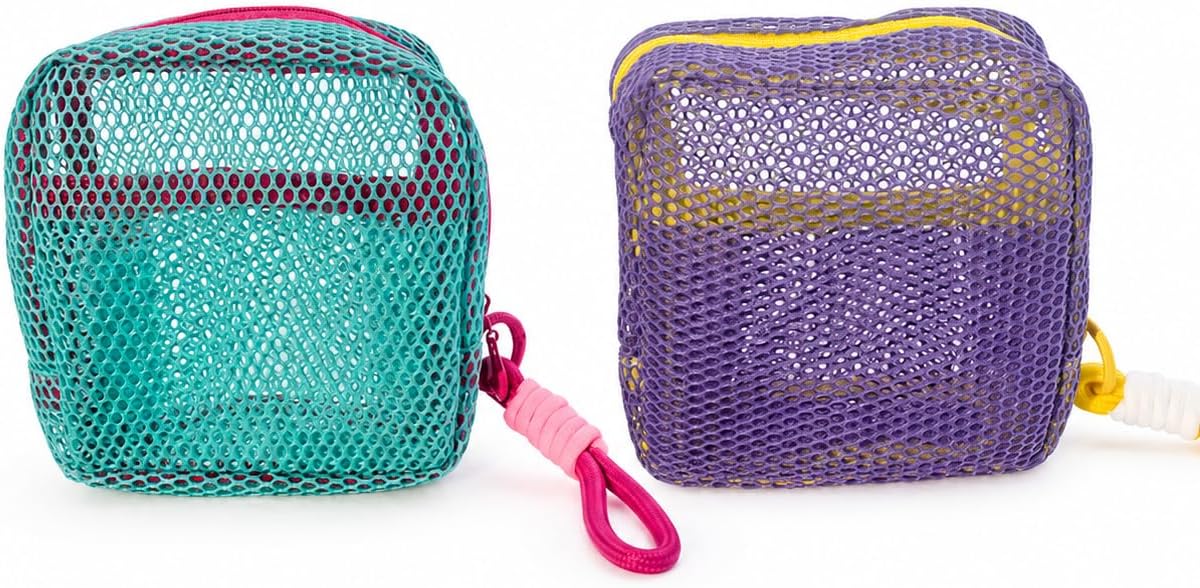 Generic Outdoor Storage Container includes Mesh Cloth Secure Zipper Portable Strap and Carabiner Clip suitable for Home Storage Camping, Green,lavender