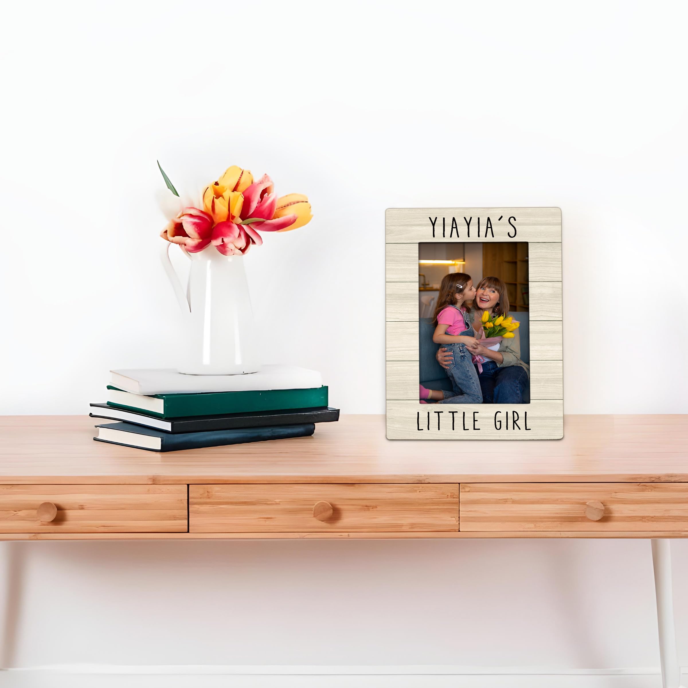 Yiayia Gifts Picture Frame 4x6, Yiayia Wooden Picture Frame, Christmas Mothers Day Birthday Gifts for Yiayias from Granddaughter, Yiayia's Little Girl Decorative Photo Frames for Desk Decor