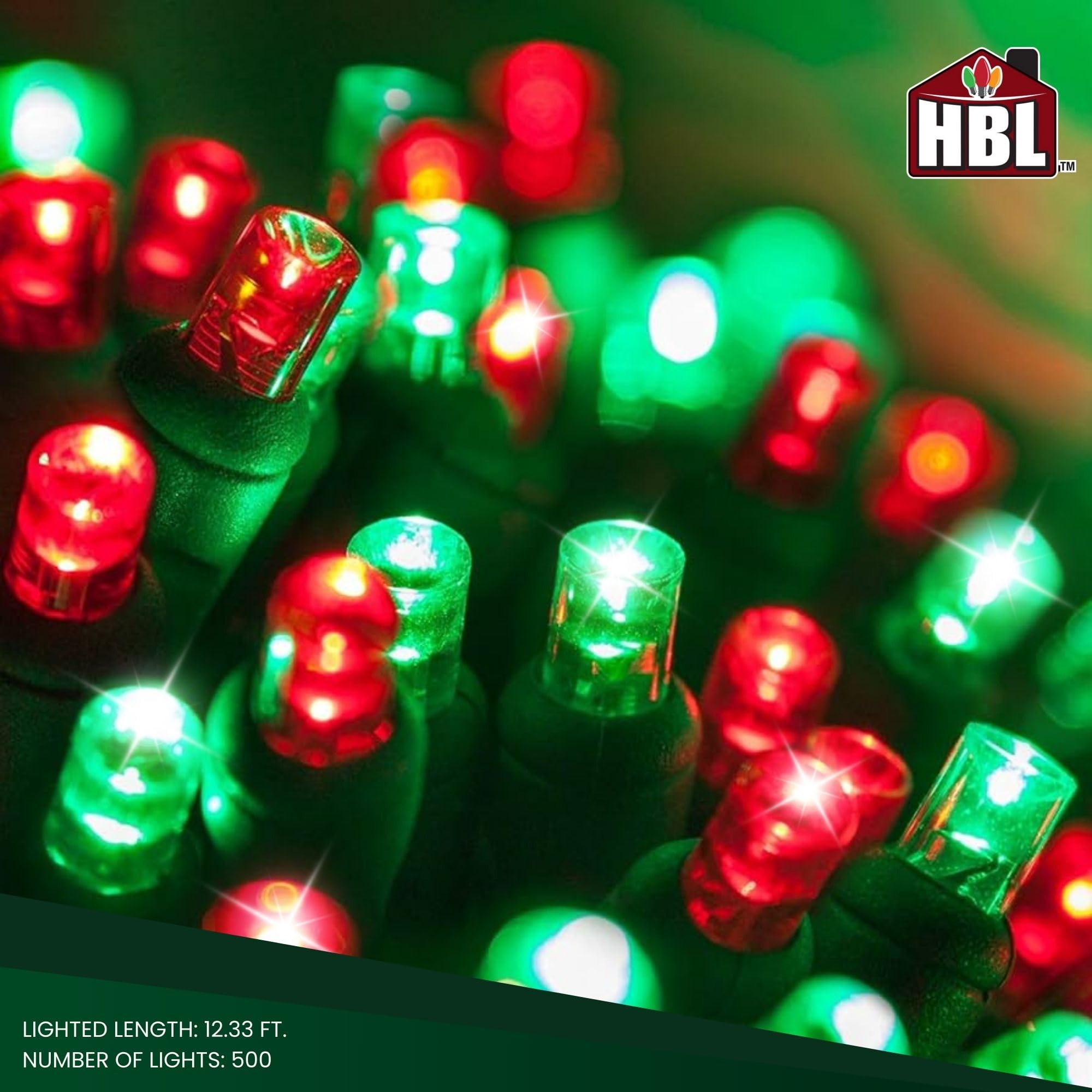 Holiday Bright Lights Natale 500L Twinkling Cluster Riso Collegabile - Rosso & Verde Combo