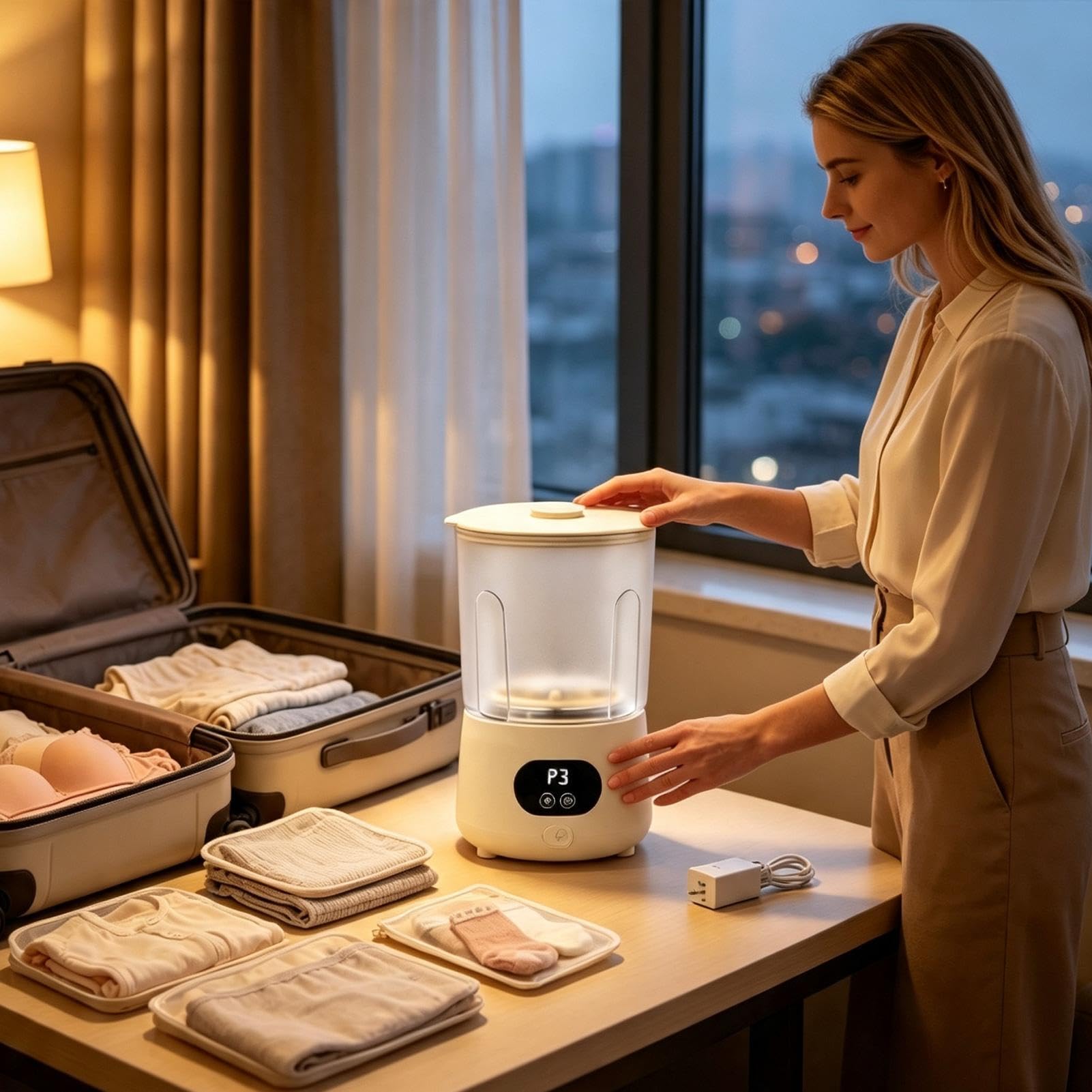 Lavatrice Portatile Lavabiancheria Compatta Ricaricabile da Piano di Lavoro | Mini Lavatrice Portatile Per Bucato Reggiseni Dormitorio Camper Hotel Campeggio Viaggio Appartamento