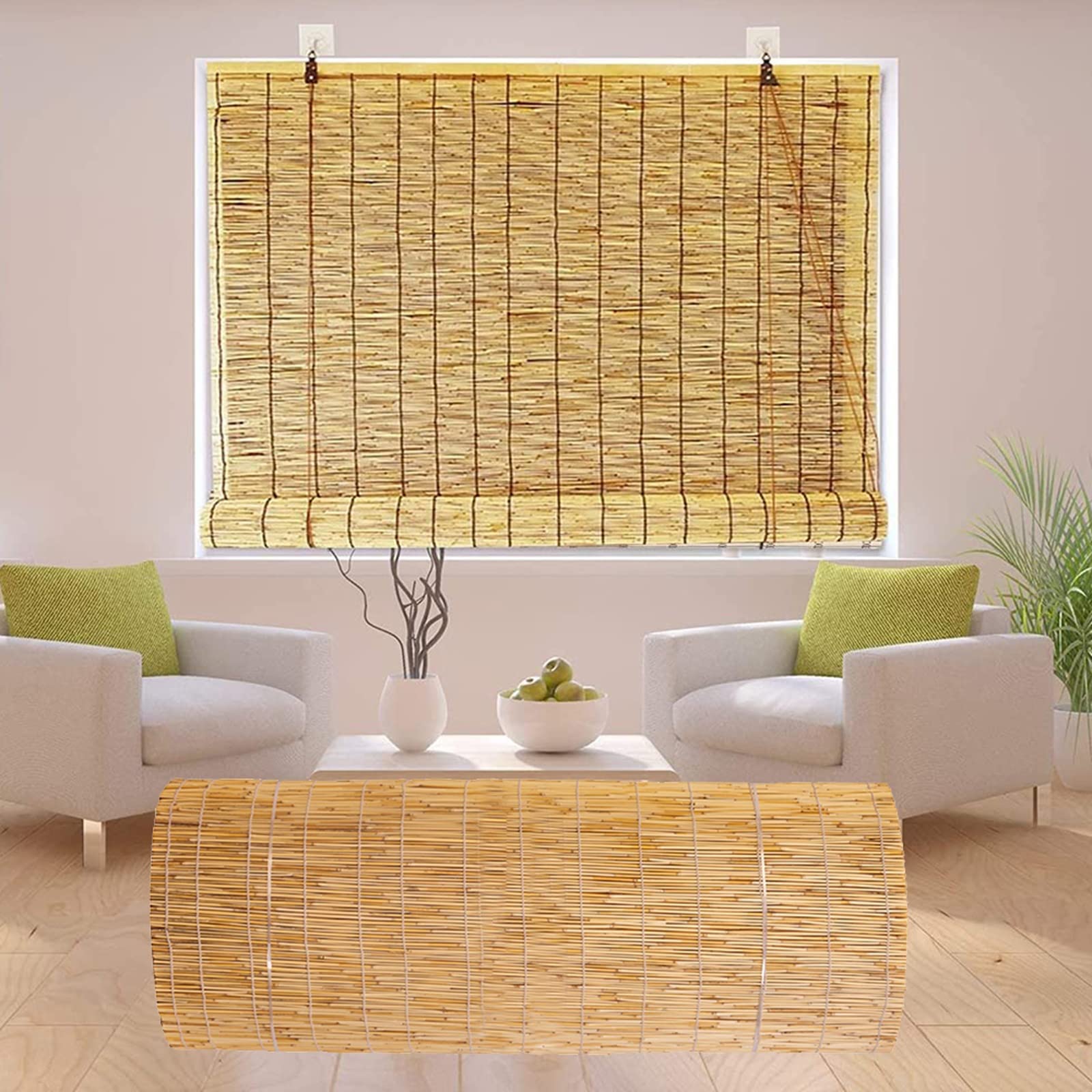 FOREVER BAMBOO Tenda Avvolgibile In Bambù Senza Fili – Filtro Luce, 152,4x182,9 Cm, 2 Pezzi, Realizzata A Mano, Per Finestre E Verande