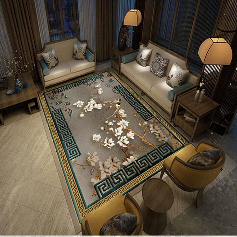 Tapis de style chinois en peluche douce 180x250 pour salon