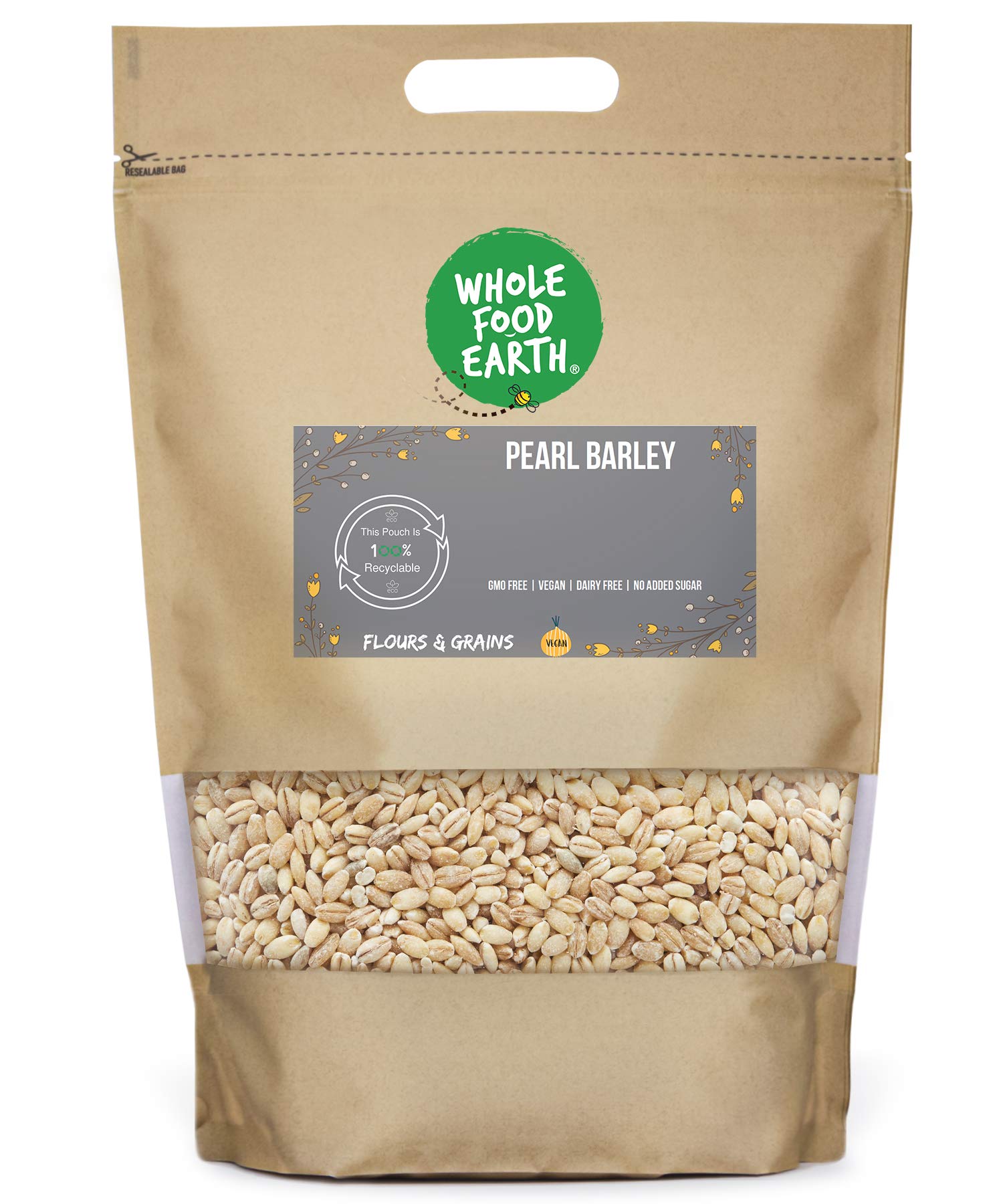 Wholefood Earth Pearl Barley 3 kg | GMO Free | High Fibre