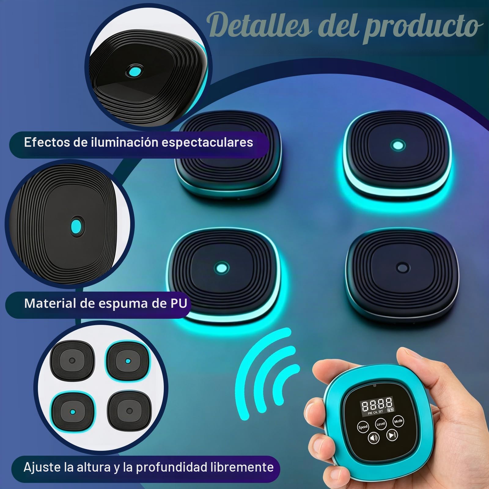 Luces de Entrenamiento de Reacción, Luces de Reacción de Pared para Máquina de Boxeo Musical con 8 Luces y 10 Modos Luces para Entrenamiento de Velocidad y Agilidad para el Hogar Gimnasio