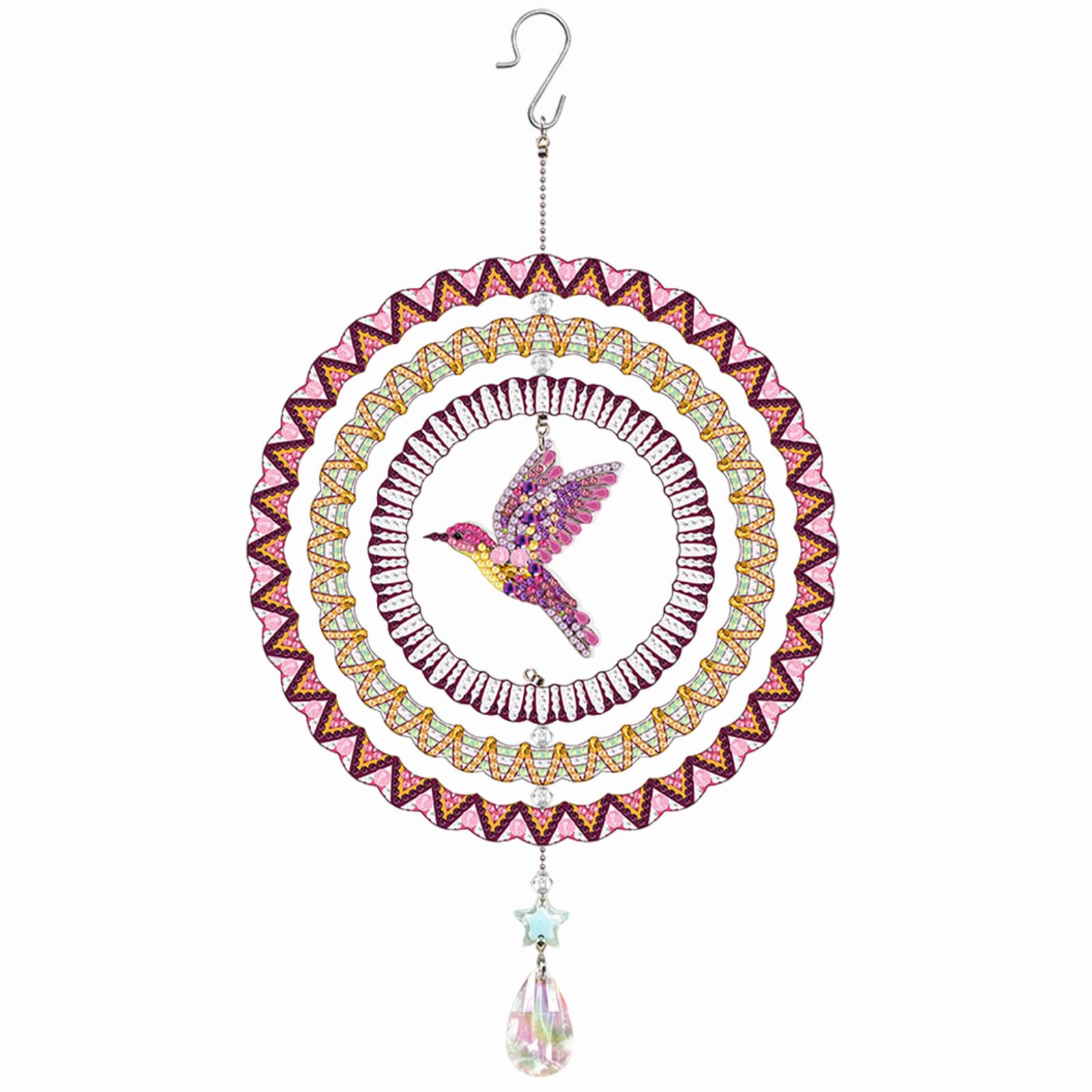 1pc Diamond Art Suncatcher Kits -Crystal Gem Paint by Number Hanging Ornaments for Windows, Garden & Home Decor, DIY Wind Chime Craft for Adults(Hummingbird)