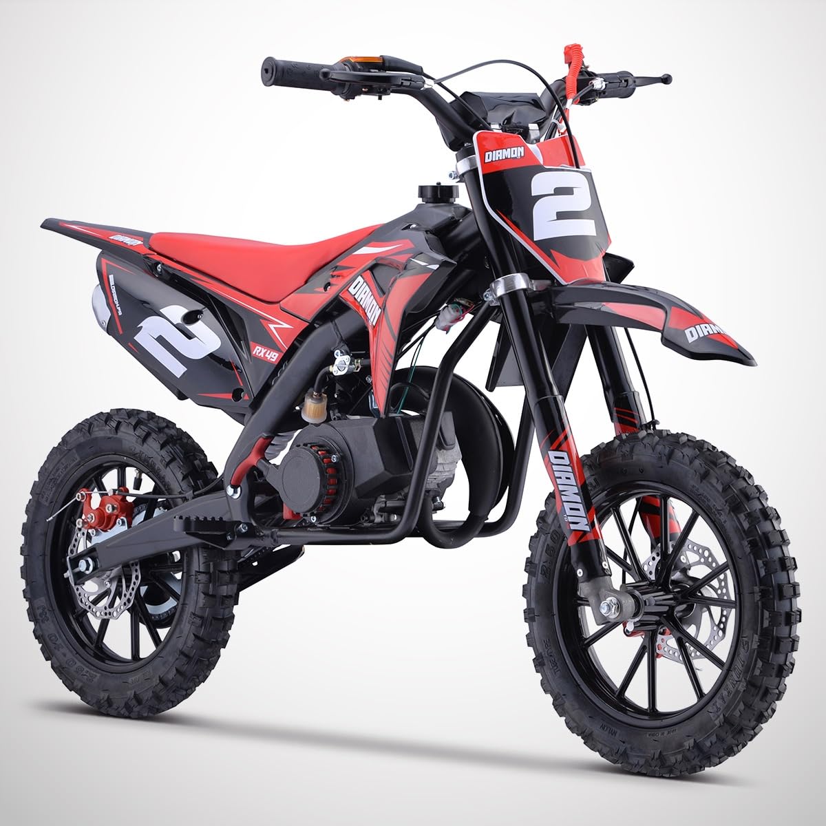 Orion Mini Cross 49 50cc 2T Rouge | Mini Moto Enfant, Pocket Bike Cross, Fourche Inversée, Freins Disque Wave, Limiteur de Vitesse