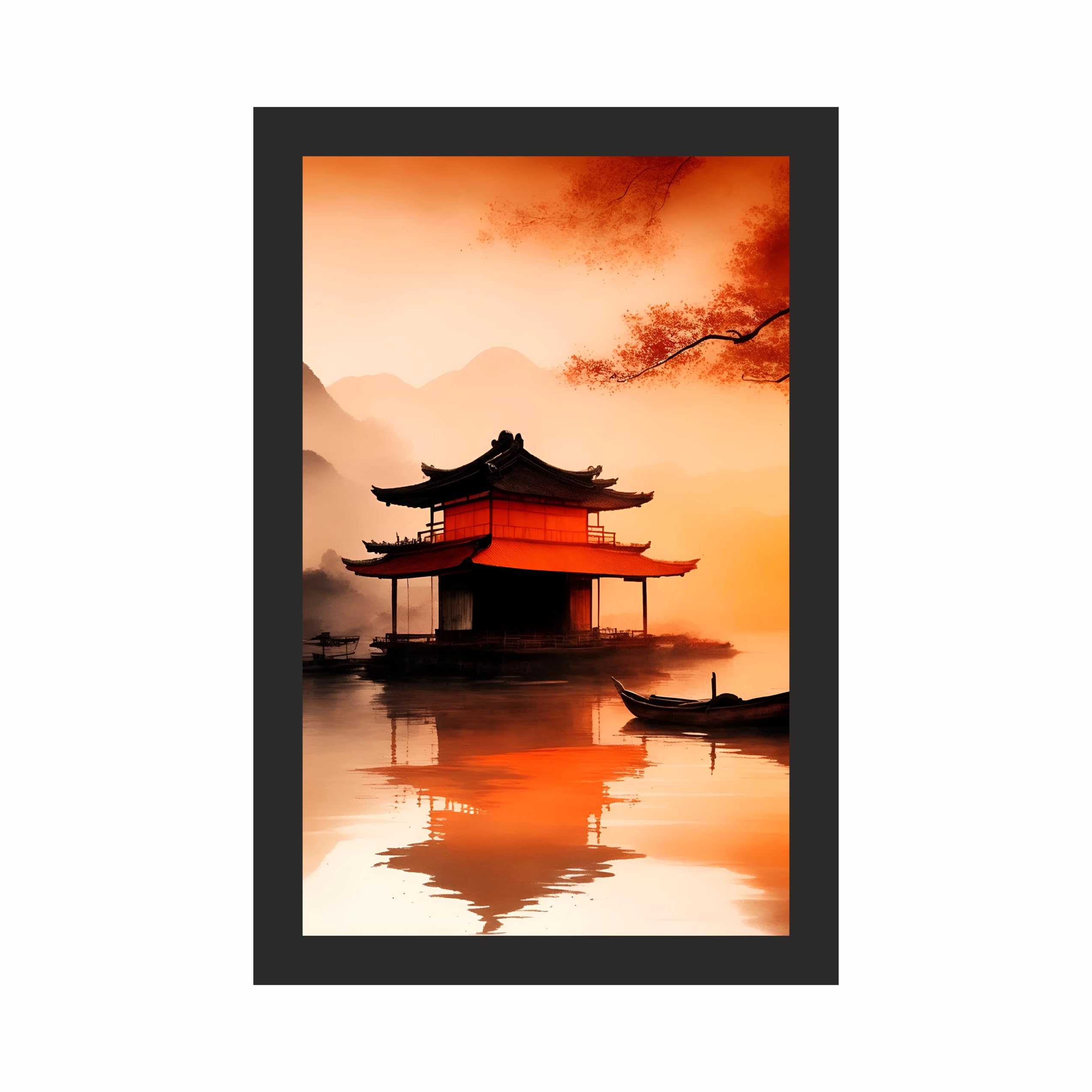 Japanese Temple Wall Art Frame 12x18 Inch