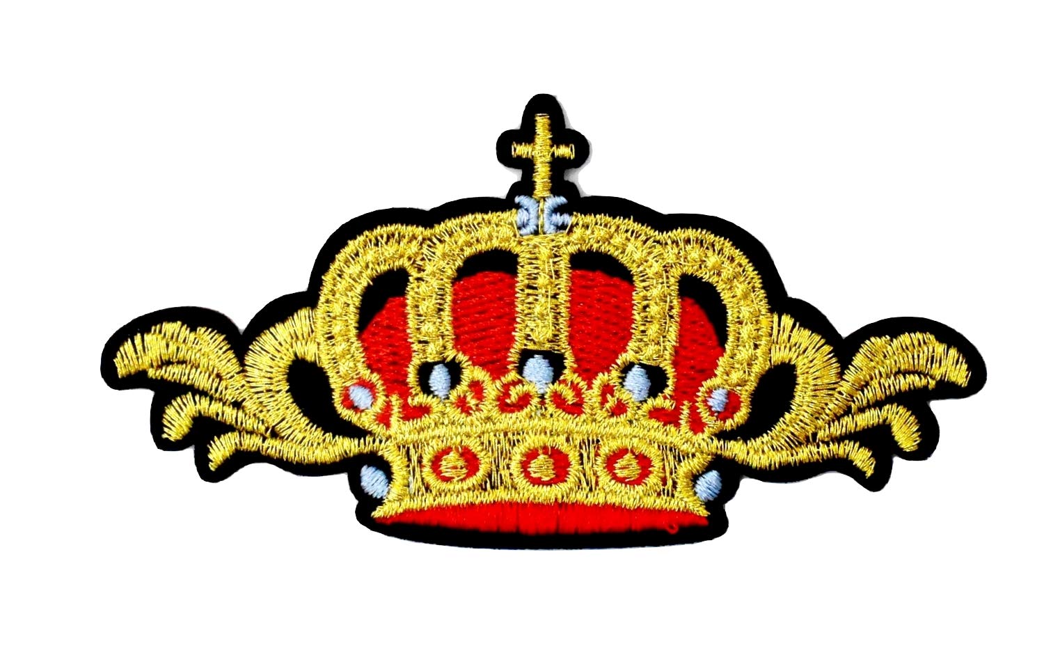 Patch Couronne Dorée Blason Thermocollant, Couronne Avec Feuilles