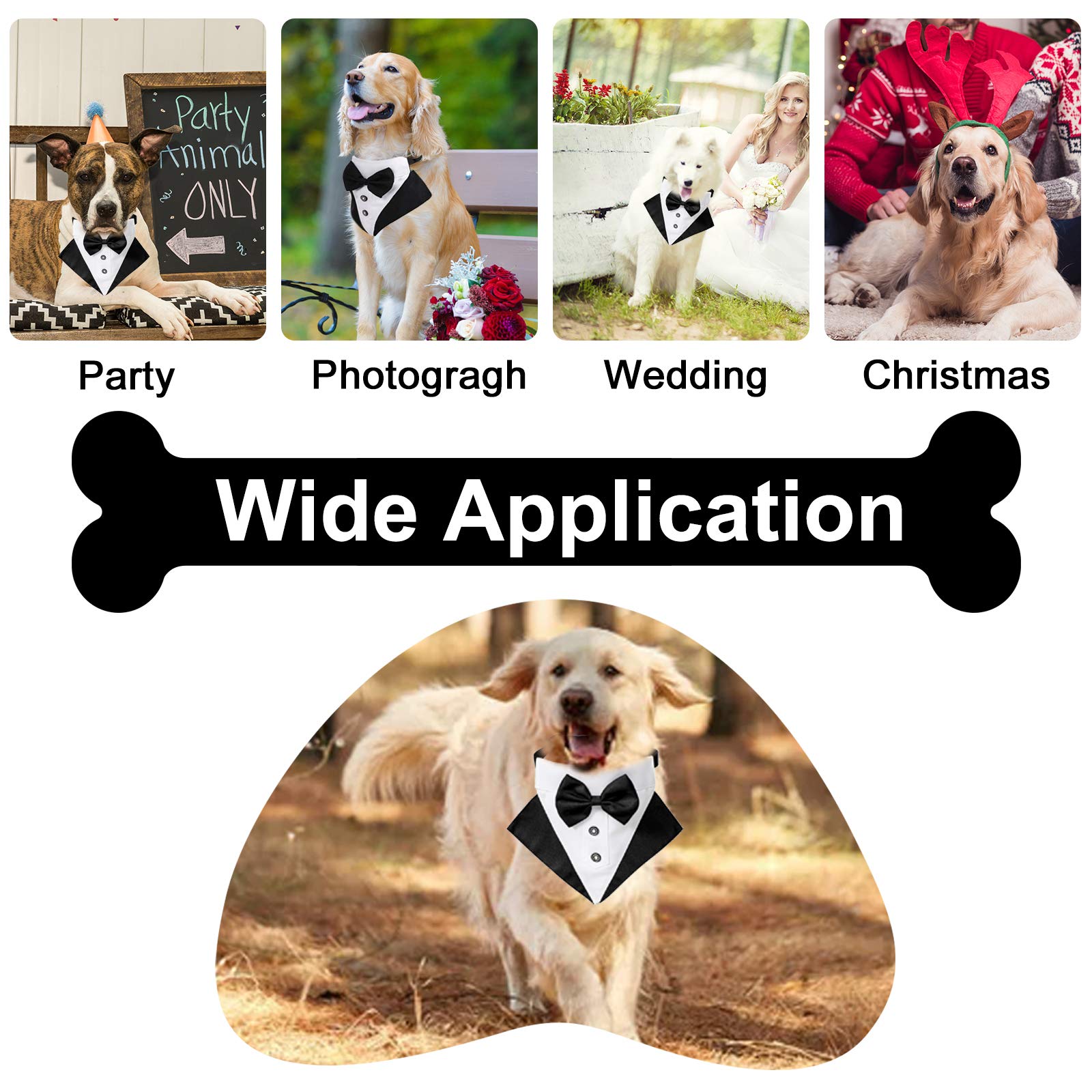 WANDIC Bandana Collare Smoking per Cani Regolabile 1 Pezzo Formale Matrimonio
