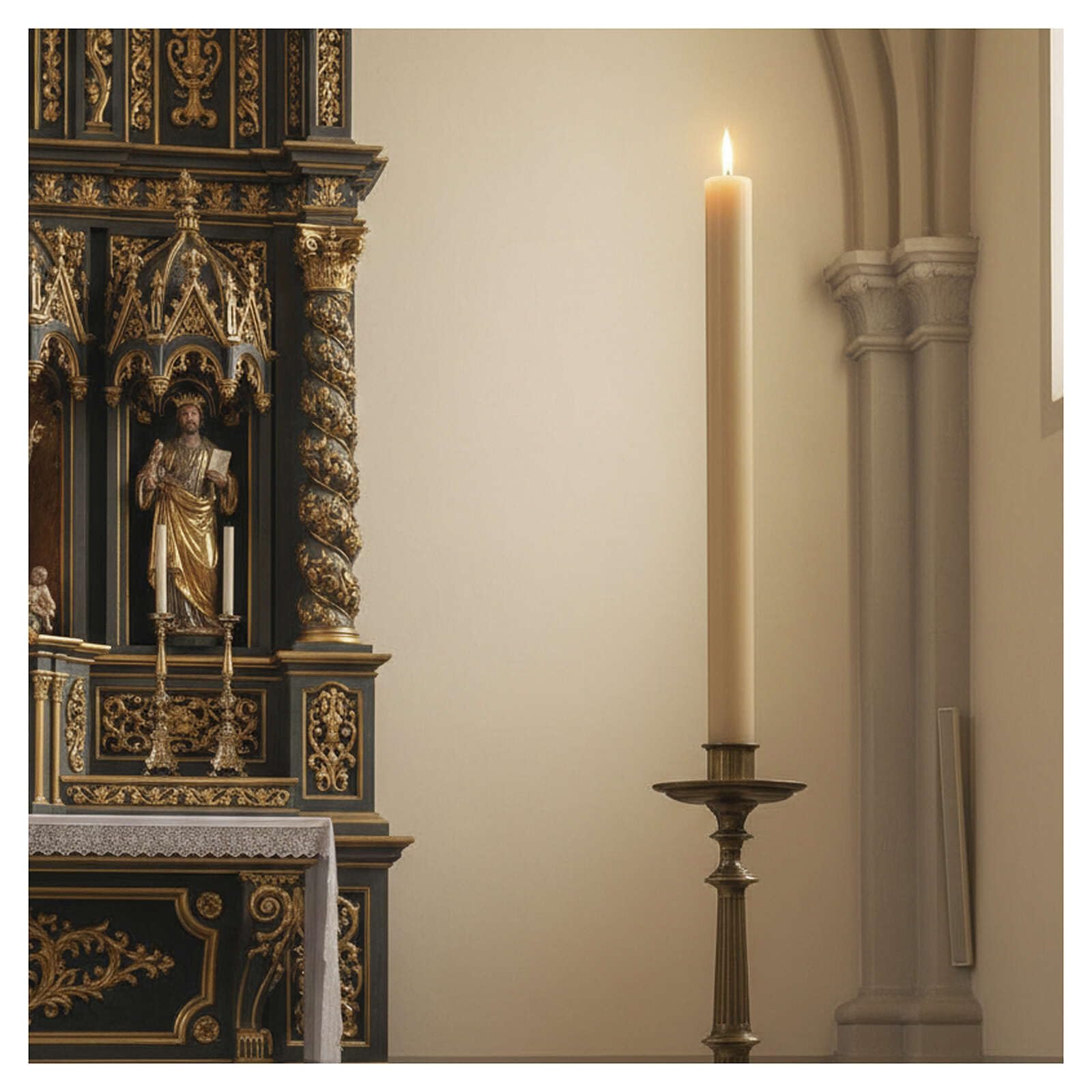 Holyart Altar- und Osterkerzen, Dauerkerzen: Osterkerze Bienenwachs mit EINLAGE 8x150cm