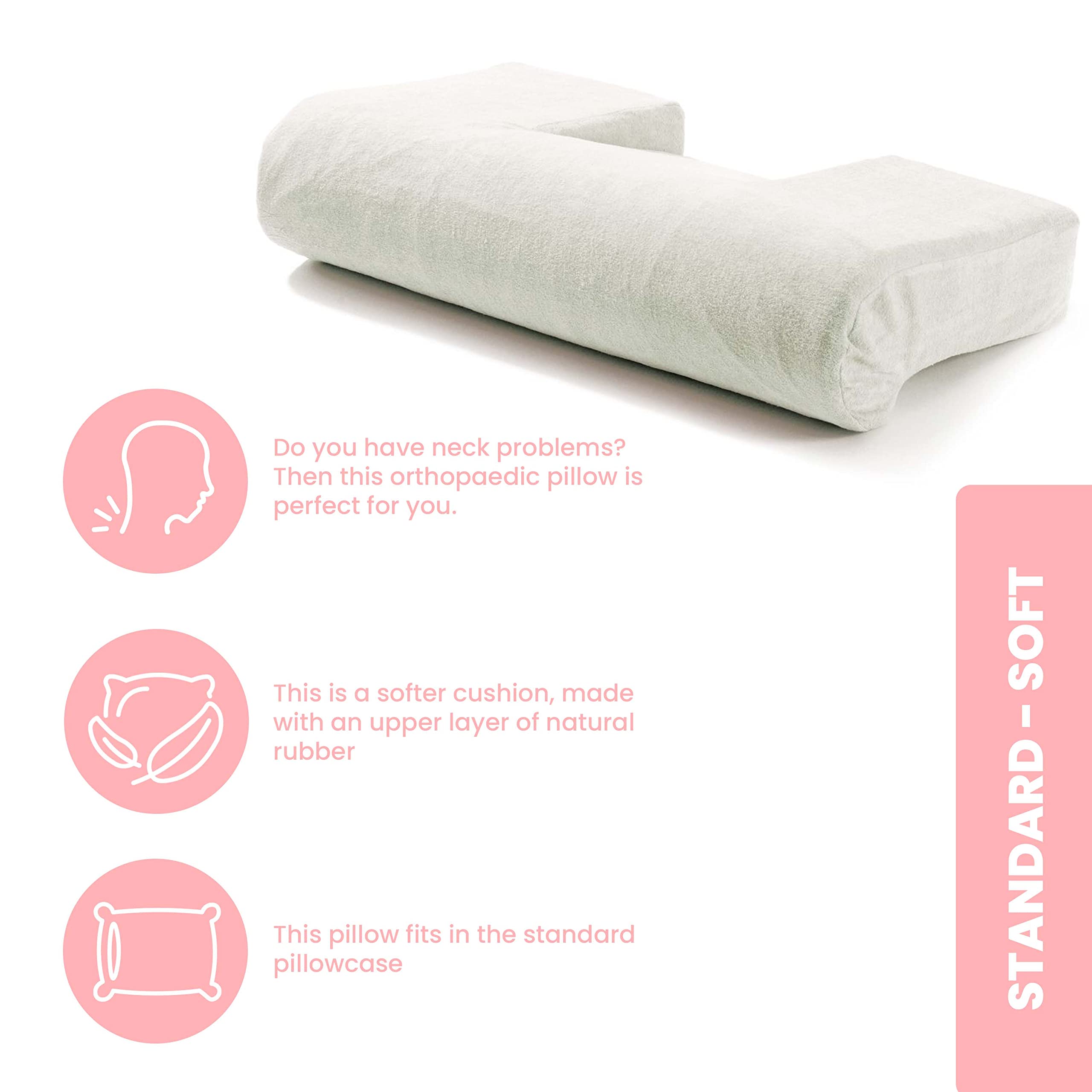 The Pillow Extra Comfort Neksteunkussen met unieke 3-delige vorm, standaard sterkte tot 65 kg, hoogwaardig orthopedisch kussen, met beschermhoezen, nekkussen The Pillow Extra Comfort Neksteunkussen met unieke 3-delige vorm, standaard sterkte tot 65 kg, hoogwaardig orthopedisch kussen, met beschermhoezen, nekkussen