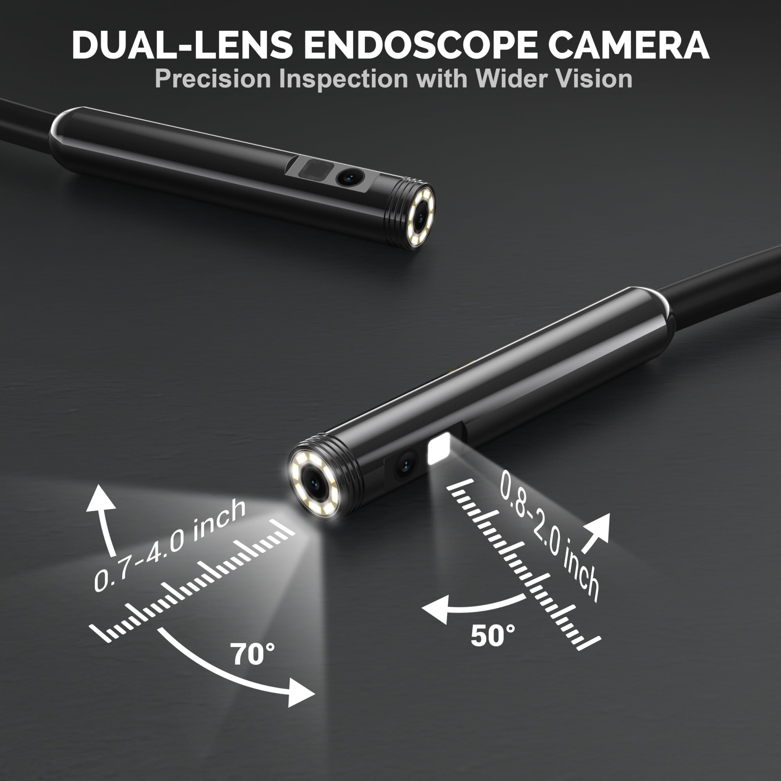 Dual-Lens Endoscope Camera with Light, 1920P HD Borescope Inspection Camera — Amazon image 2
