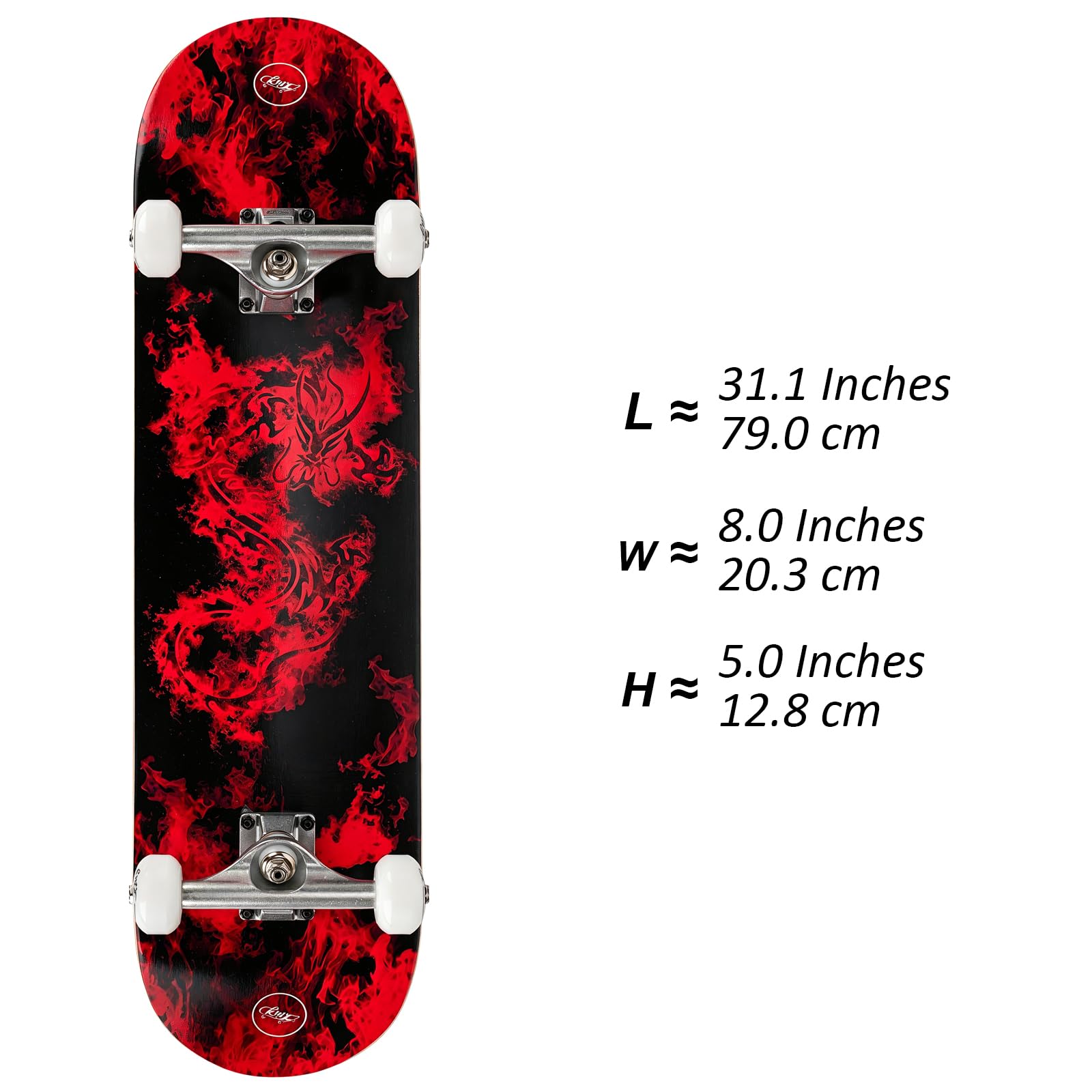 KMX Skateboard pour Débutants, Plateau Concave à Double Queue en Érable Canadien 7 Couches | Trucks en Alliage d'Alu | Skateboard Débutant pour Garçons, Filles, Adultes et Enfants