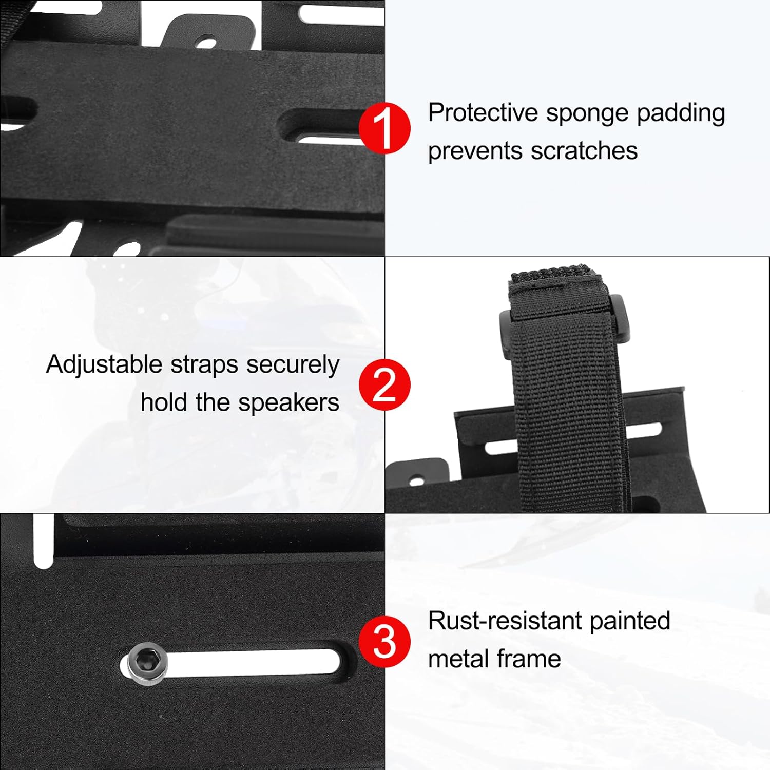 Jerbor Portable Speaker Mount Fits for Snowmobile, Waterproof Metal Speaker Mount Holder Fit for Jet Skis, Boats, Suitable for Most Speakers - Image 4