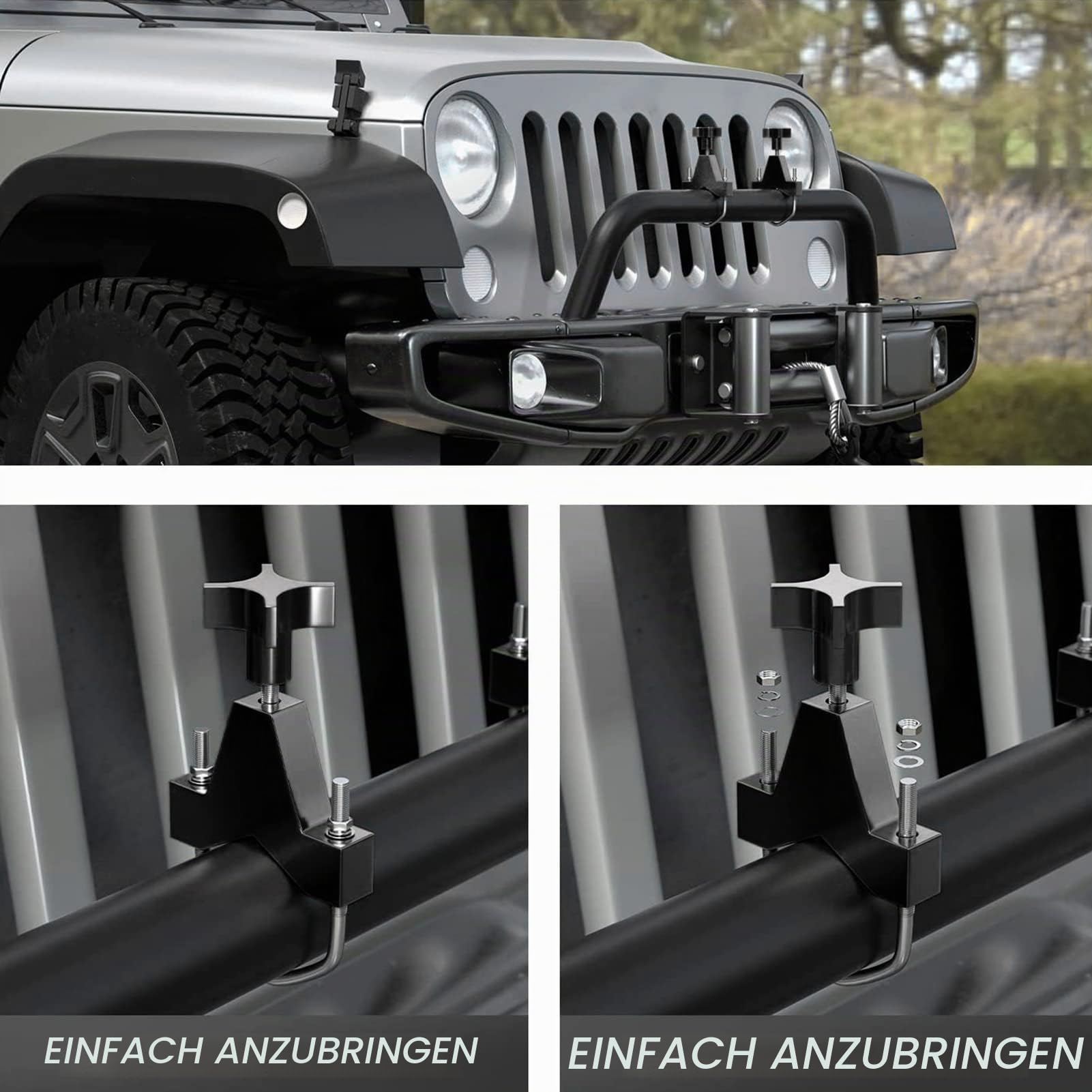Auto Hi Lift Jack Halterung, Auto Lift Jack Tube Montagehalterung Befestigungssystem aus Legiertem Stahl für 1 Zoll Bis 2,5 Zoll Quadratische Runde Rohre