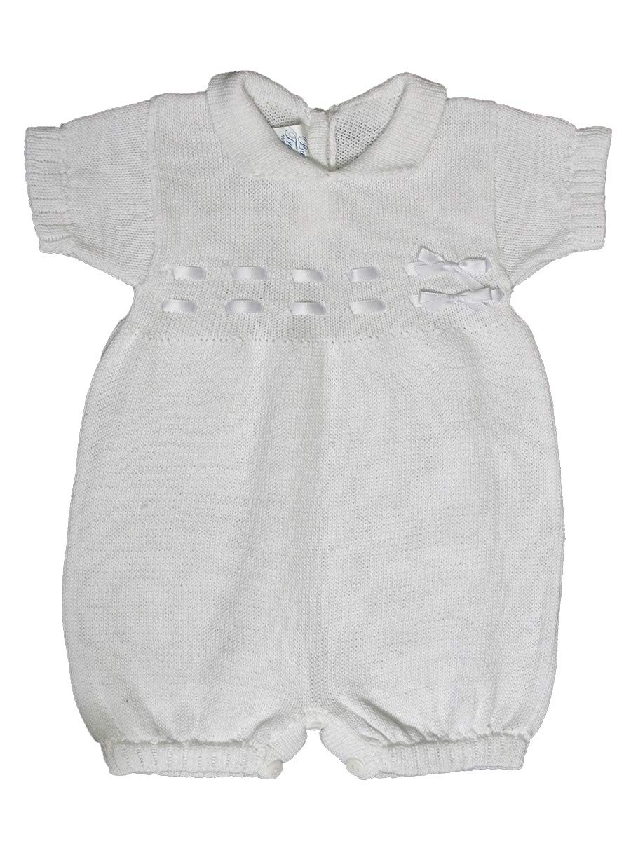 Baby’s Trousseau Short Sleeve Ribbon Knit Romper A1298 (9 Months) White
