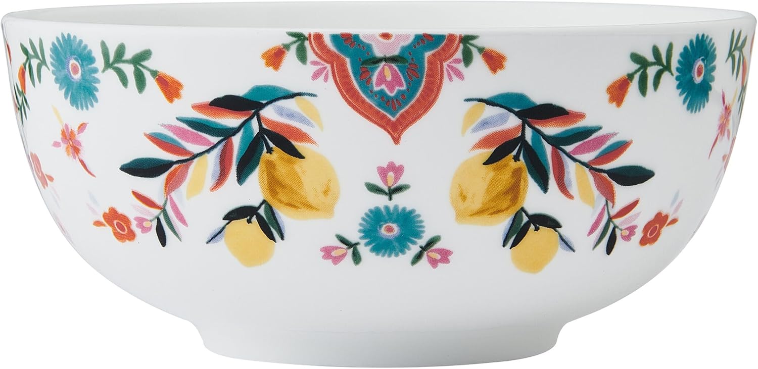 Mikasa Painted Medallion Set of 4 Bone China All Purpose Soup Cereal Bowl, 18 Ounces