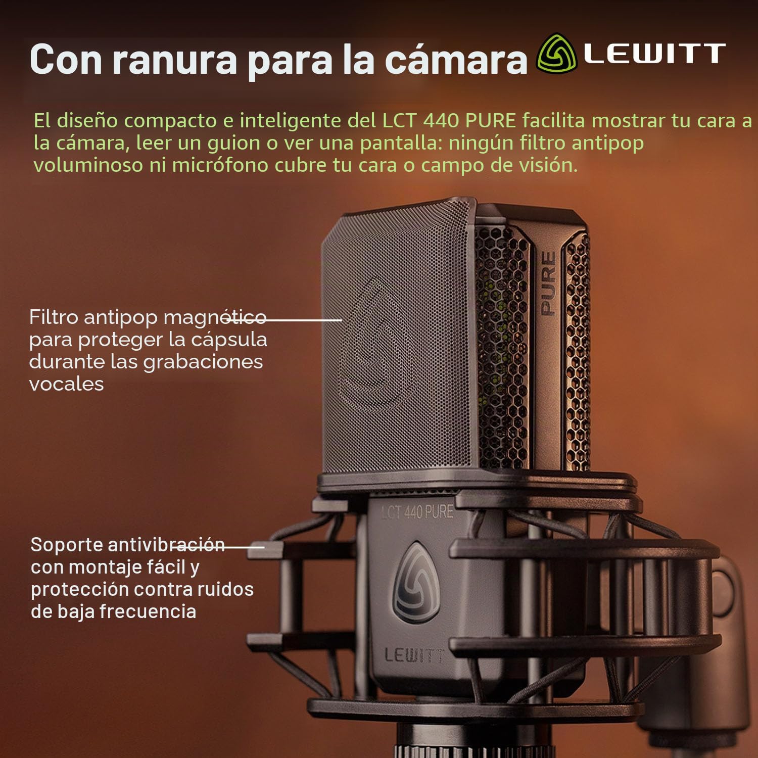 LEWITT Micrófono de condensador LCT 440 PURE XLR para voz, canto, grabación de instrumentos y transmisión