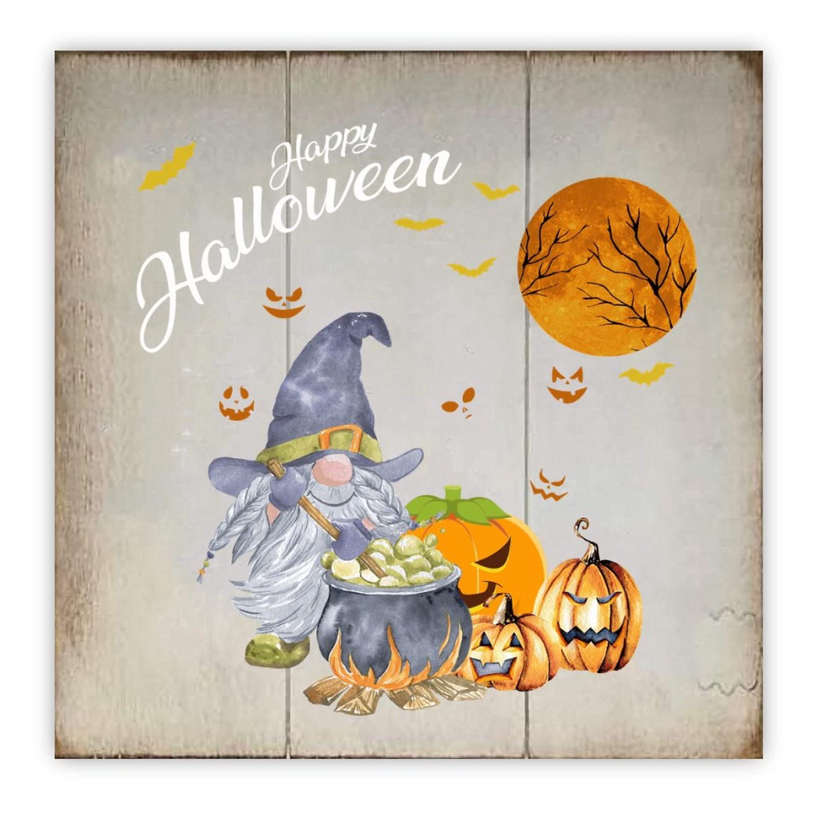 Panneau bois Happy Halloween haut de gamme de 40 cm pour salon et chambre