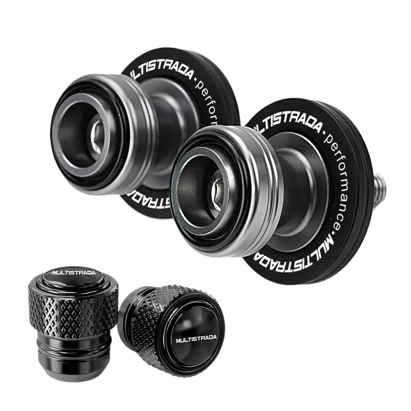 Motorcycle Rear Stand Swing Arm Spool Sliders for DU@&Cati Multistrada V2 V4 V2S V4S 950 950S 1200 1260S M8 Swingarm Spools Slider Stand Tire Valve Caps(2PCS-Black)