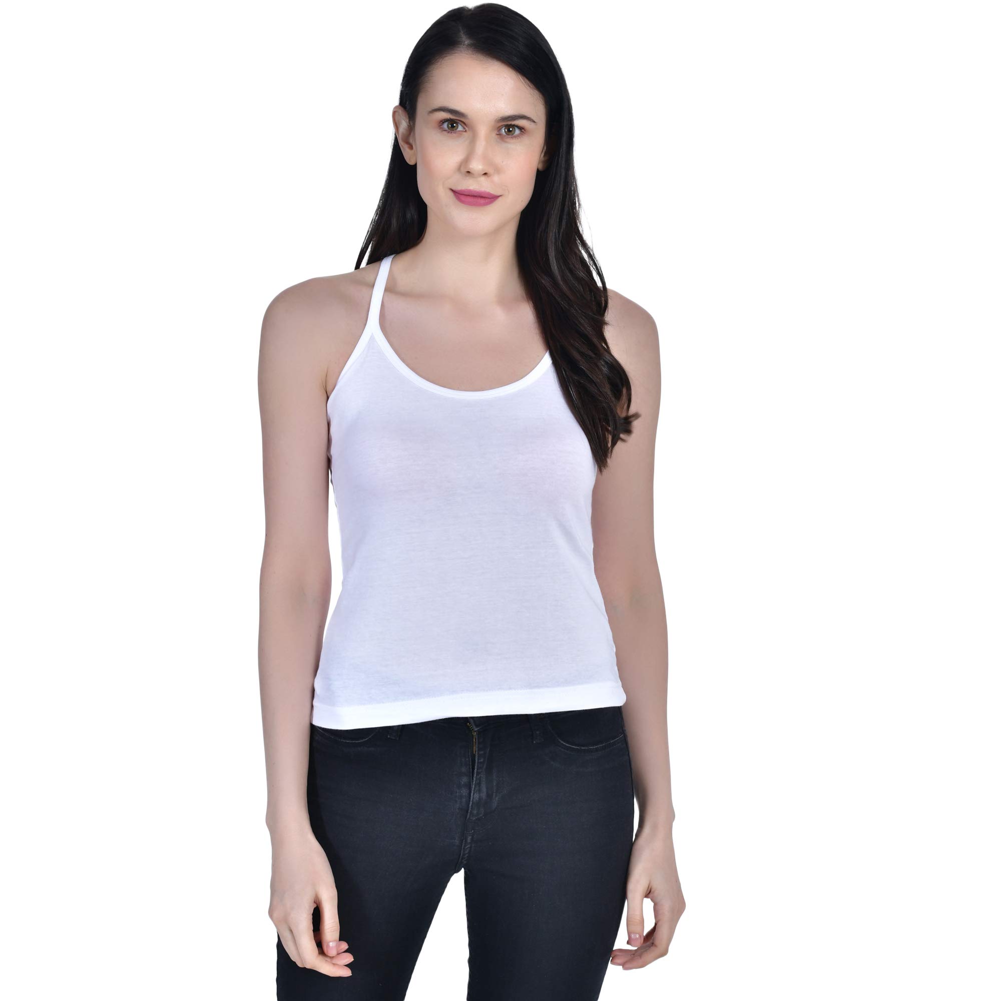 Women's Cotton Sleeveless Scoop Neck Cross Back Spaghetti Pack of 1