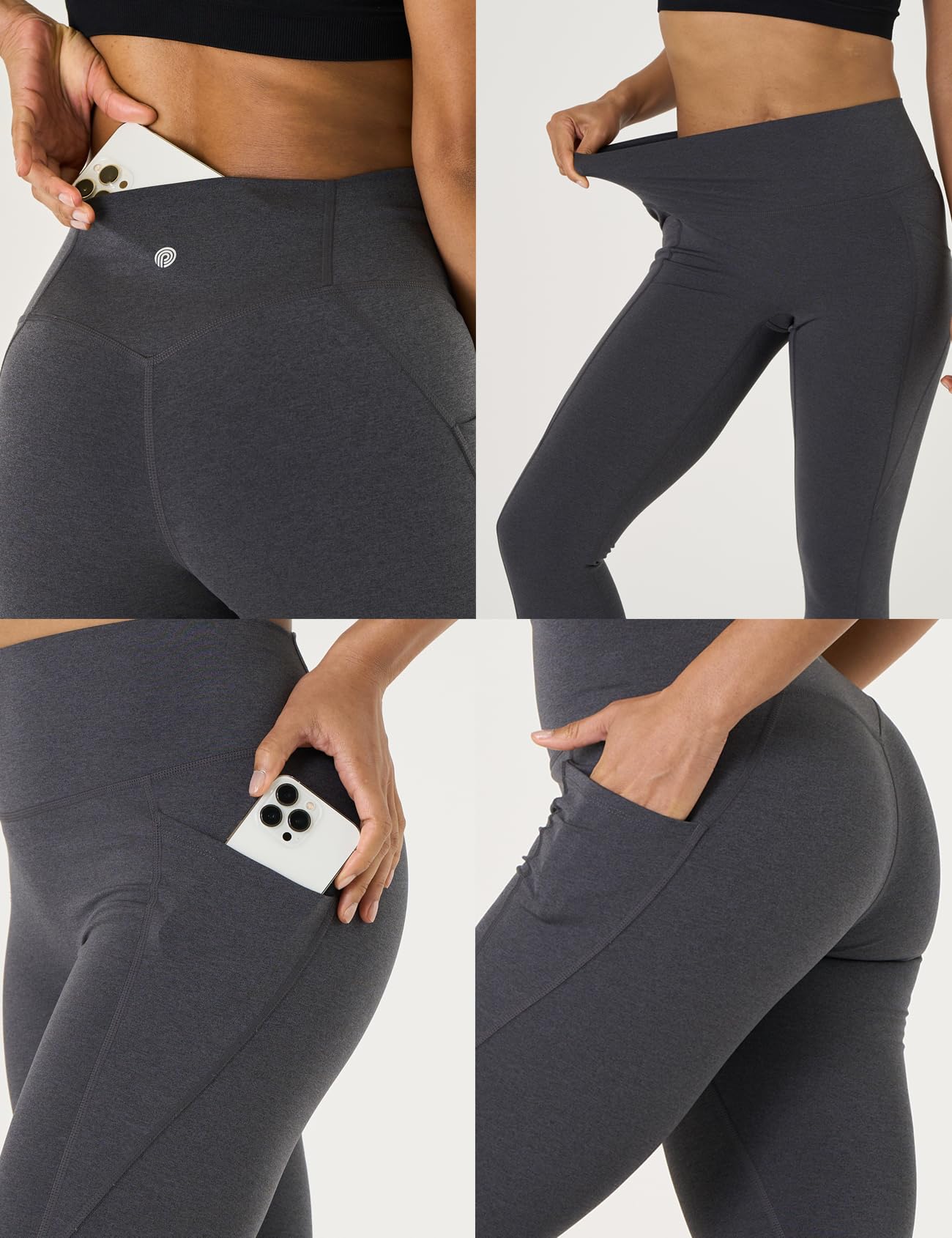 LAPASA Leggings Sportivi Yoga Donna L0A1/B1 - Pantaloni Lunghi Estivi Elasticizzati Tasche Laterali Opachi Vita Alta Push Up Contenitivi Aderenti Modellanti Snellenti Palestra Fitness Running Zumba