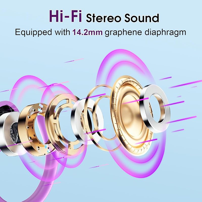 Wireless Earbuds 75H Bluetooth 5.4 Sport Headphones with Earhooks, Purple image 3