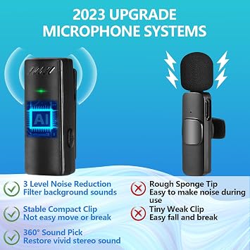 PEMOTech 2 Pack Wireless Lavalier Microphone for iPhone iPad with Charging Case, Plug-Play 6H Battery, Noise Cancellation, Wireless Lapel Mic for Video Recording Vlogging YouTube Interview
