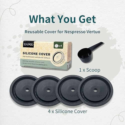 Miniatura 2 de SEALPOD - Fundas reutilizables para cápsulas de café Nespresso Vertuo, tapas de silicona de grado alimenticio, tapas recargables, compatibles con