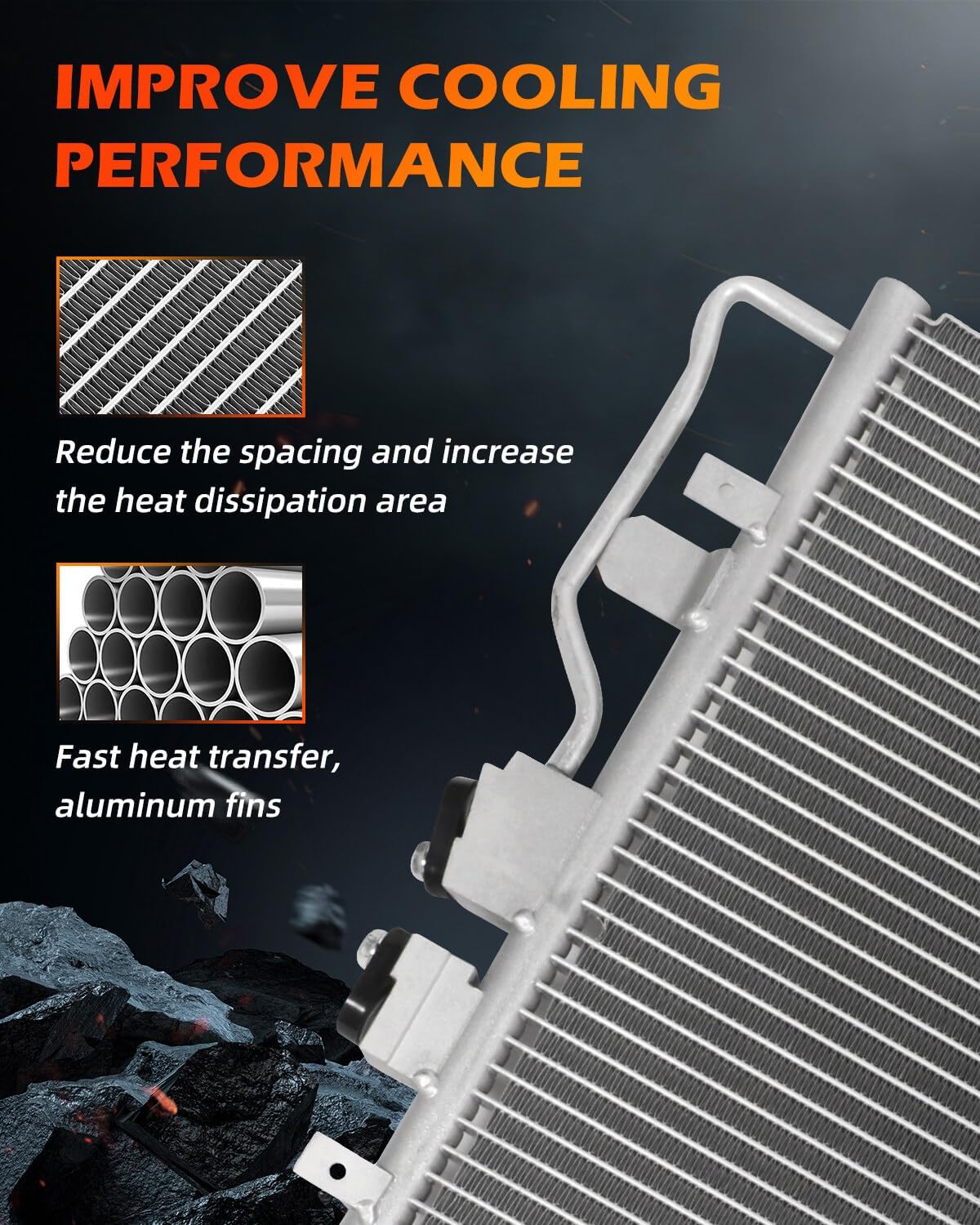 OCPTY Aluminum A/C Condenser Replacement fit for 2010-2015 for Chevrolet for Equinox 2.4L 2010-2012 for Chevrolet for Equinox 3.0L 2013-2015 for Chevrolet for Equinox 3.6L 2010-2016 for Terrain 2.4L