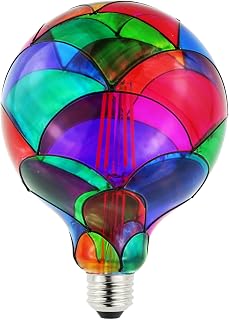 Dimmable Stained Glass Light Bulb,Mosaic Light Bulb,6W 120V E26 Base G125 Globe,Multi Colored Light Bulbs for Party Light,Festive Atmosphere,Home Lighting,1 Pack