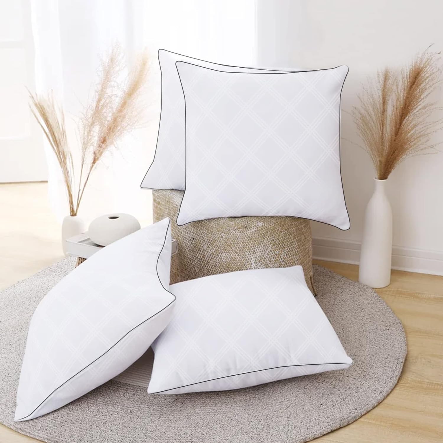 SASTTIE Throw Pillow 18 x 18 Pillow Insert, 4 Pack Square Throw Pillows