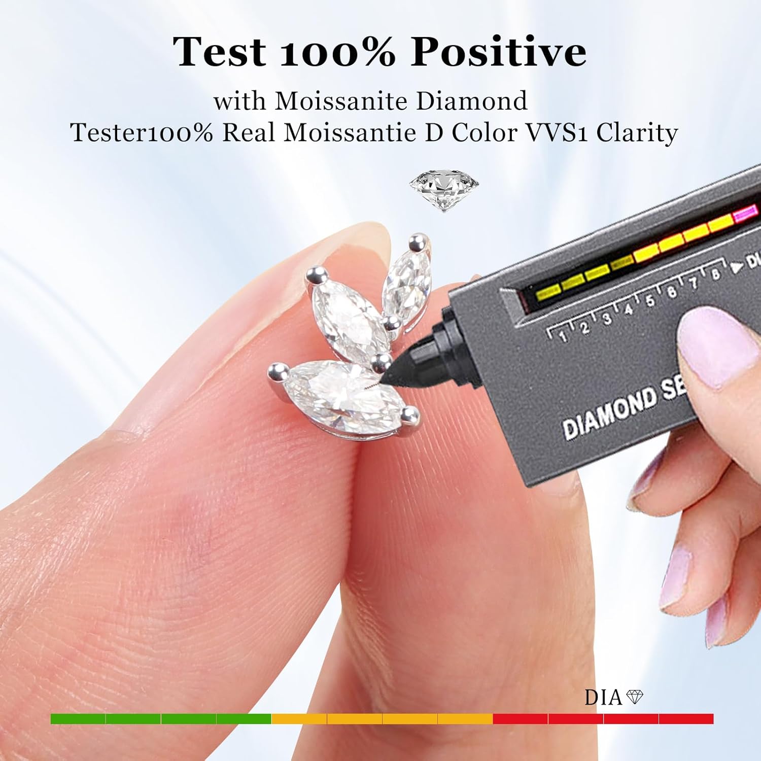 Marquise Moissanite Earrings Angel Wing Studs D Color VVS1 Clear Moissanite Earrings 18K Gold Plated S925 Sterling Silver Friction Back Stud Earrings for Women - Image 4