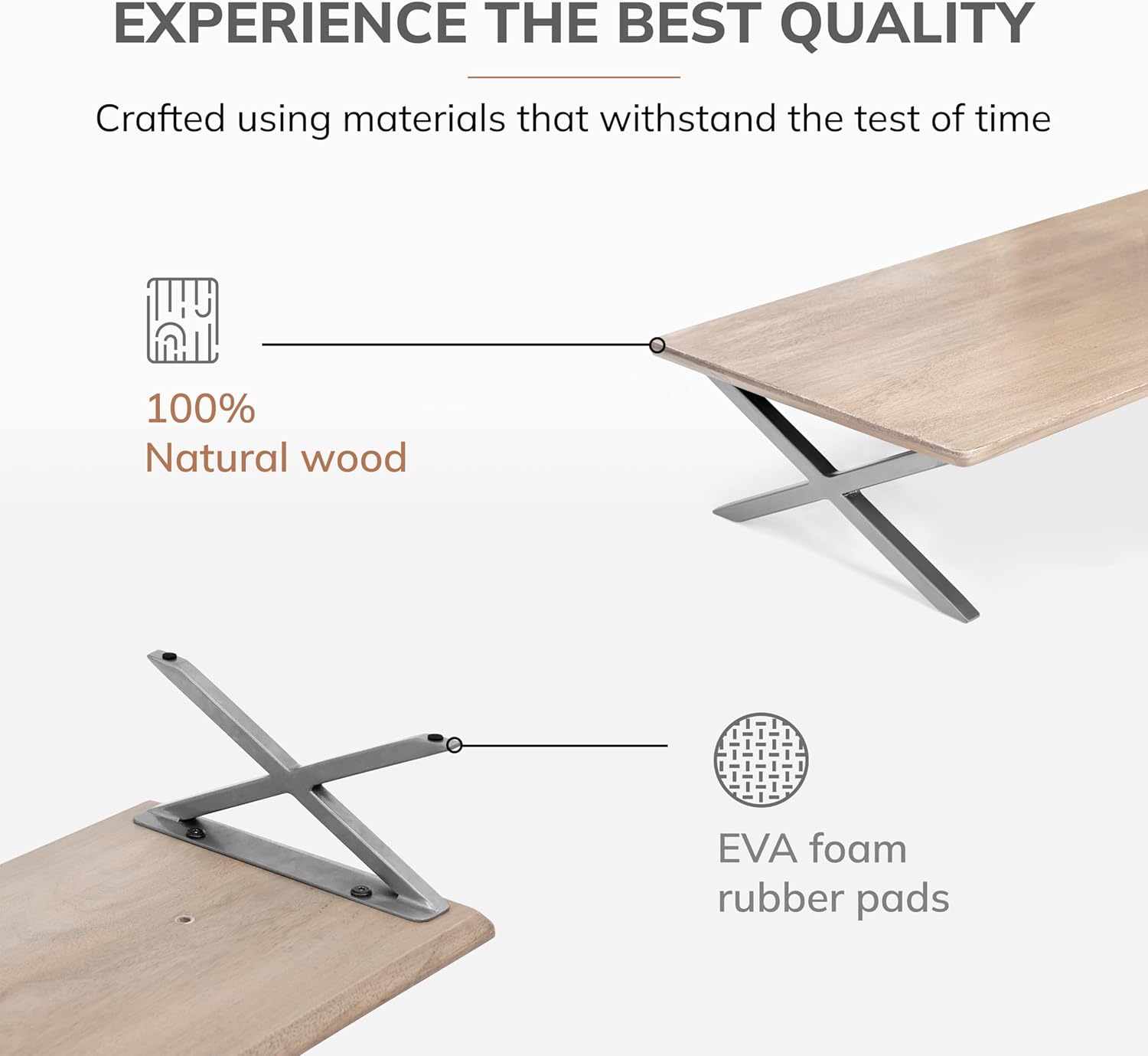 Anji Mountain Monitor Stand - Desktop Organizer & Laptop Riser, Ergonomic Monitor Riser, Space-Saving Monitor Stand for Desk, Durable Construction, Easy Assembly, Ideal for Home & Office,Biscotti