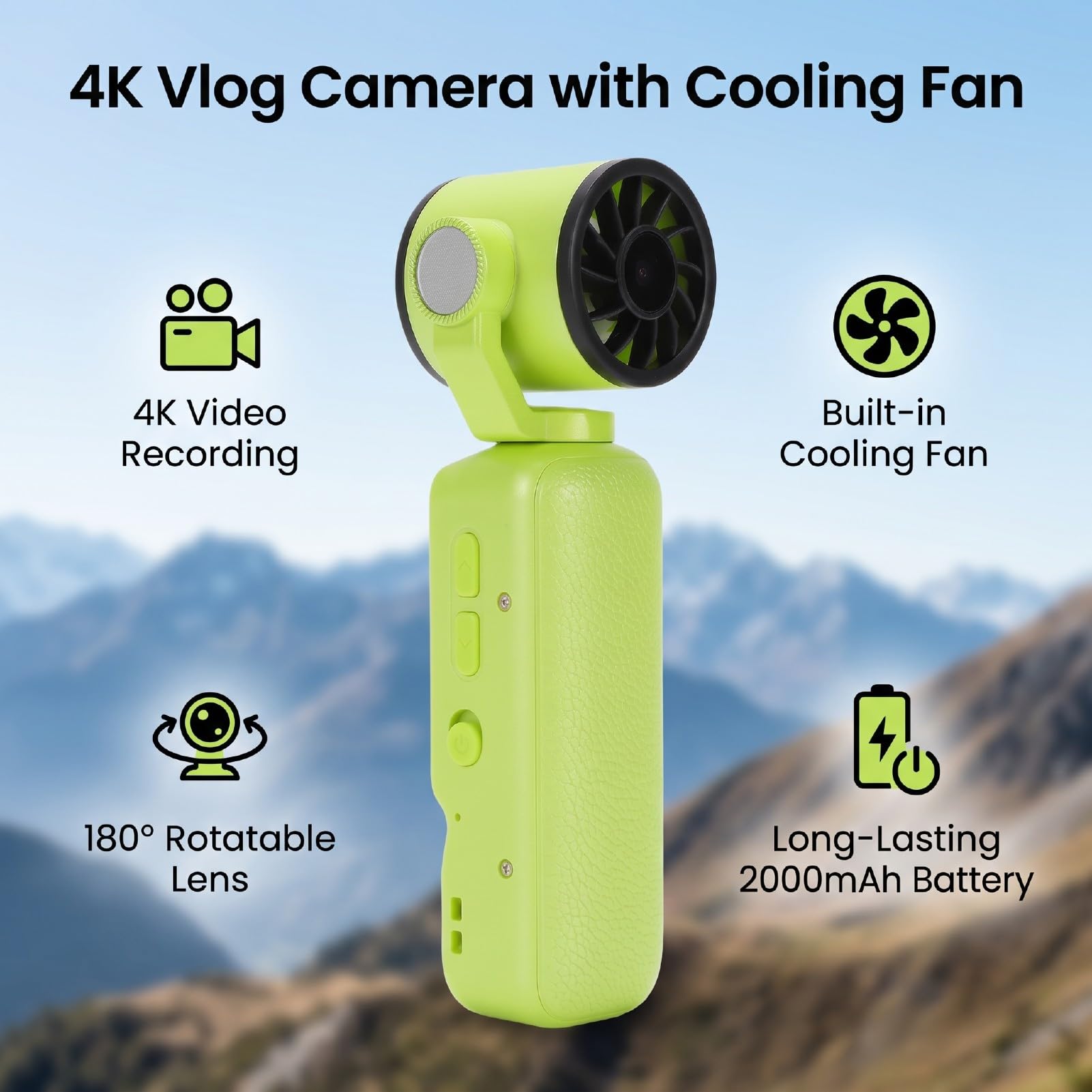 Action Camera 4K, Videocamera Sportiva con Design della Lente